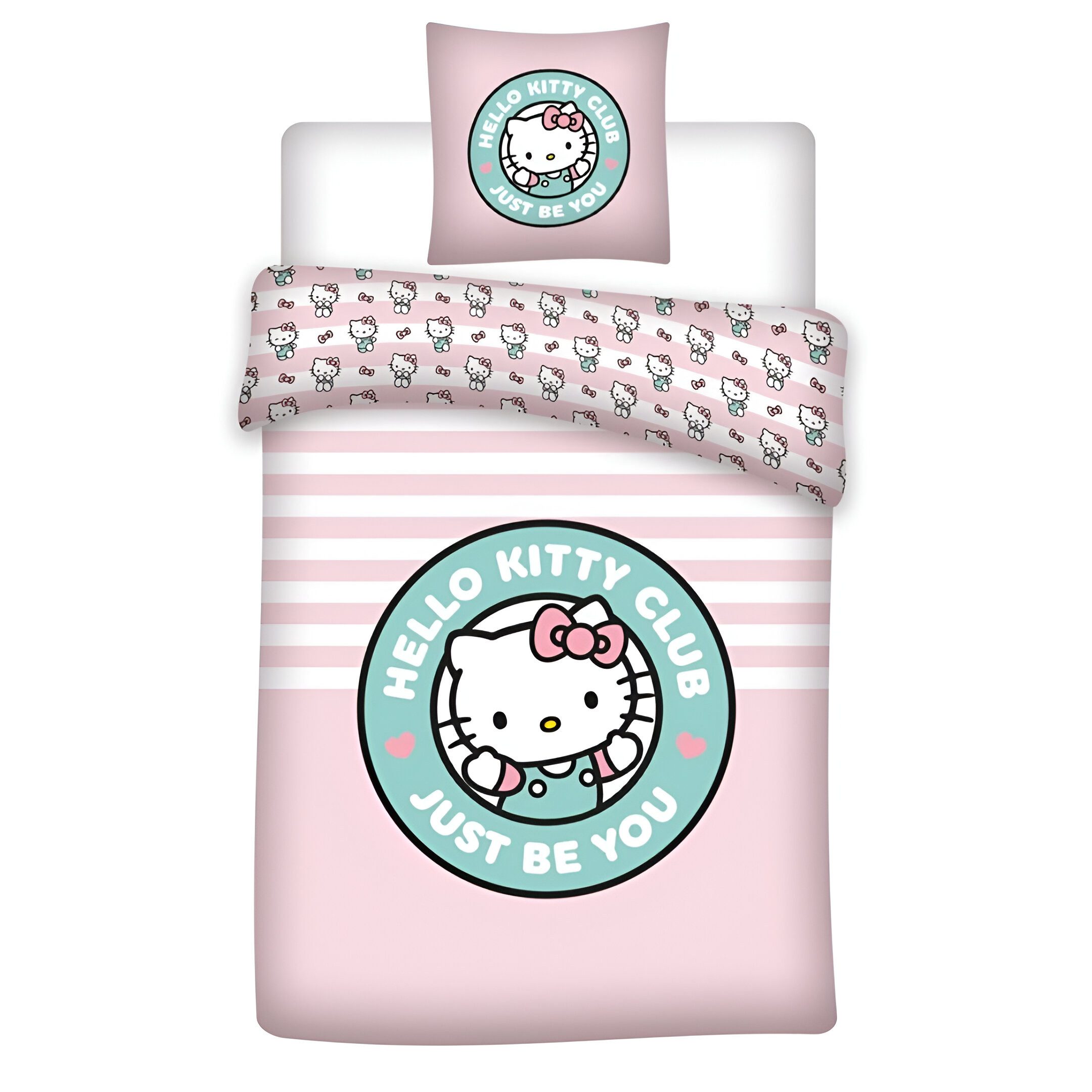 Hello Kitty Bettwäsche Hello Kitty Mädchen Kinder Bettwäsche 2tlg. Set, 2 teilig, Bettdeckenbezug 135-140x200cm Kissenbezug 65x65 cm