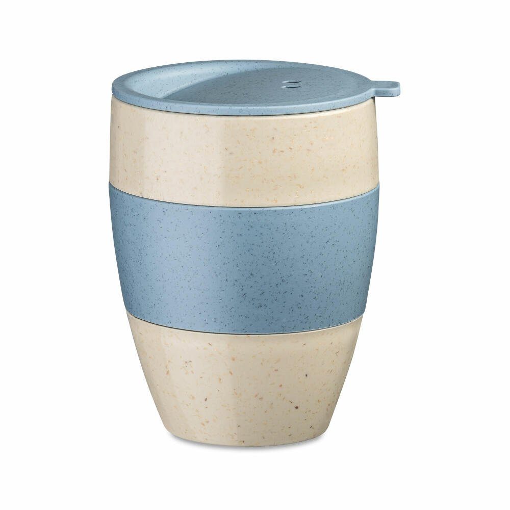 KOZIOL Thermobecher Aroma To Go 2.0 Nature Flower Blue, 400 ml, Biozirkulärer Kunststoff