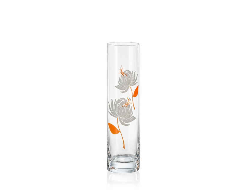 Crystalex Dekovase Vase Spring Blumenvase orange weiß S1700 Kristallvase 240 mm (Einzelteil, 1 St., 1 x Vase), Kristallglas, Bohemia