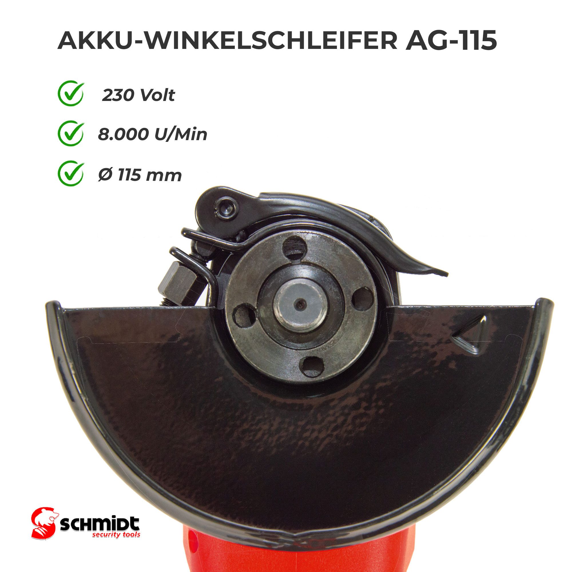 SCHMIDT security tools Akku-Winkelschleifer Akku-Winkelschleifer AG-115 Akku Ladegerät