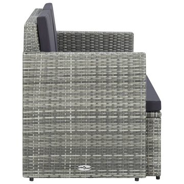 vidaXL Loungesofa 2-Sitzer-Gartensofa mit Auflagen Grau Poly Rattan, 1 Teile
