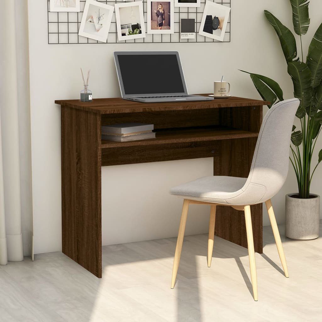 furnicato Schreibtisch Braun Eichen-Optik 90x50x74 cm Holzwerkstoff