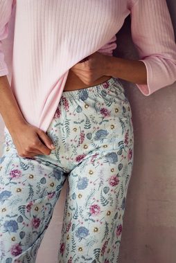 Mademoiselle Sommeil Pyjama Damen Schlafanzug mit 3/4 Arm Oberteil (2 tlg) und Hose mit floralem Druck