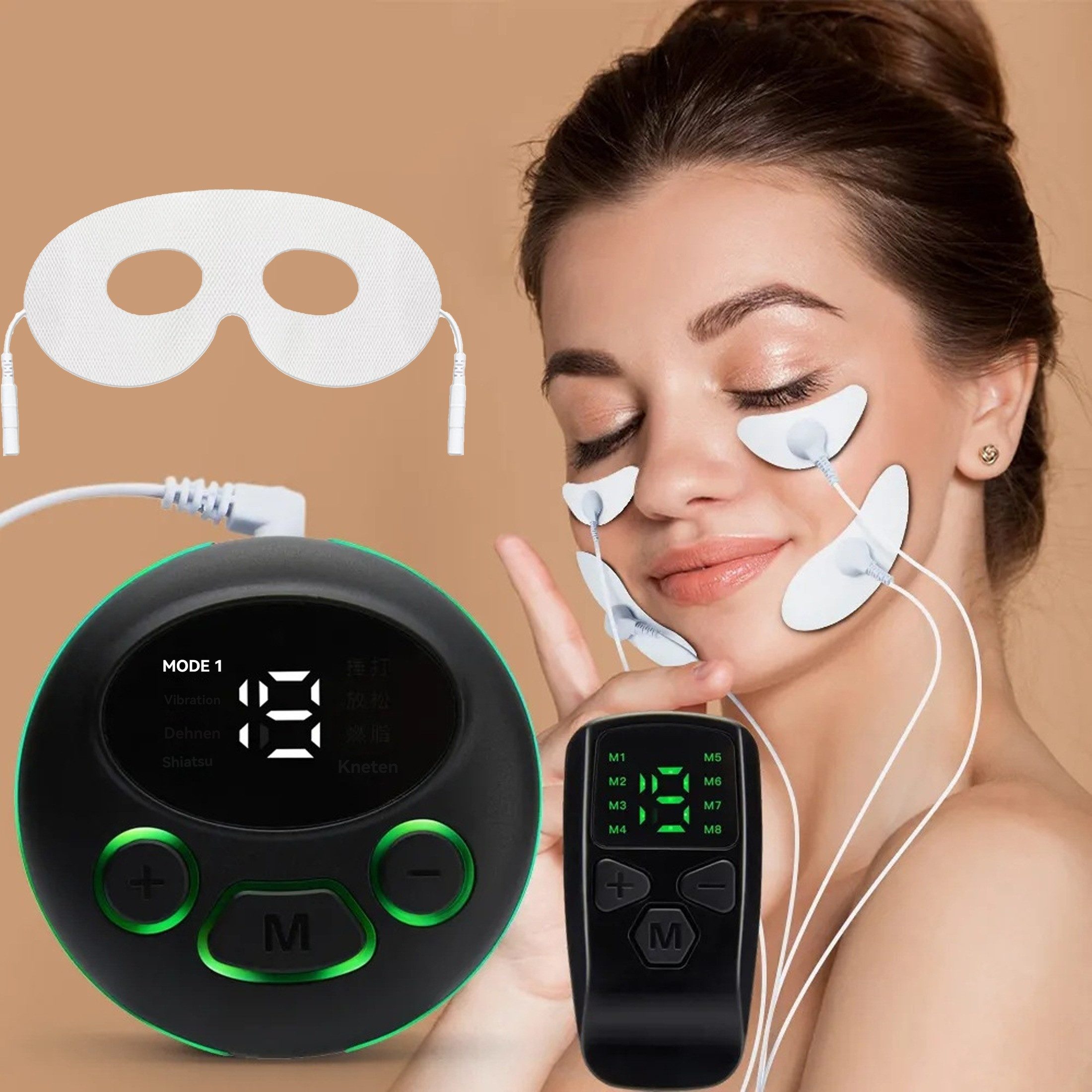 EMS-Gerät Gesichtsmassagegerät, EMS Beauty Instrument, 8 Modi &19 Intensitäten