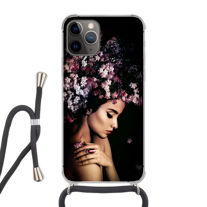 MuchoWow Handyhülle Blossom - Frau - Rosa - Luxus Handyhülle Telefonhülle Apple iPhone 12 Pro Max