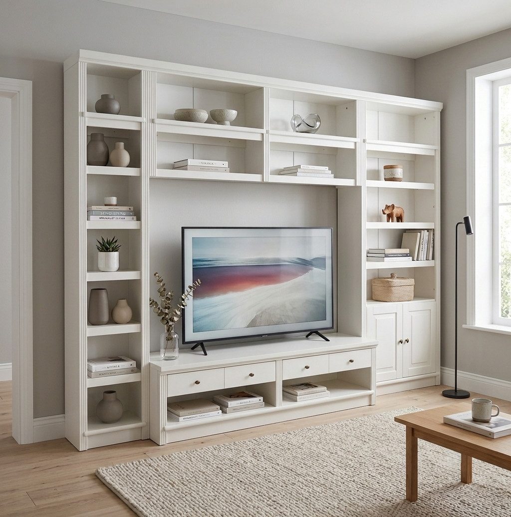 OTTO home Wohnwand Soeren, 1 Standregal, 1 Wandregal, 1 TV-Lowboard, 1 Bücherregal, (Set, 4-St), aus massiver Kiefer, T/B/H 45cm/ 278cm/ 220cm