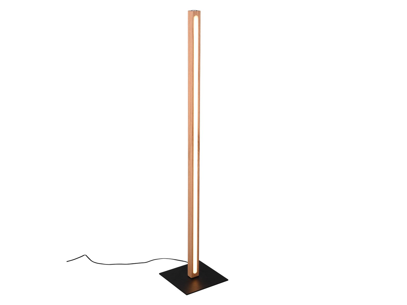 TRIO Leuchten LED Stehlampe, Dimmfunktion, LED fest integriert, dimmbar über Touch, Warmweiß, Moderne Holz-Lampe mit Metallfuß stehend, klein und schmal, Höhe:115cm