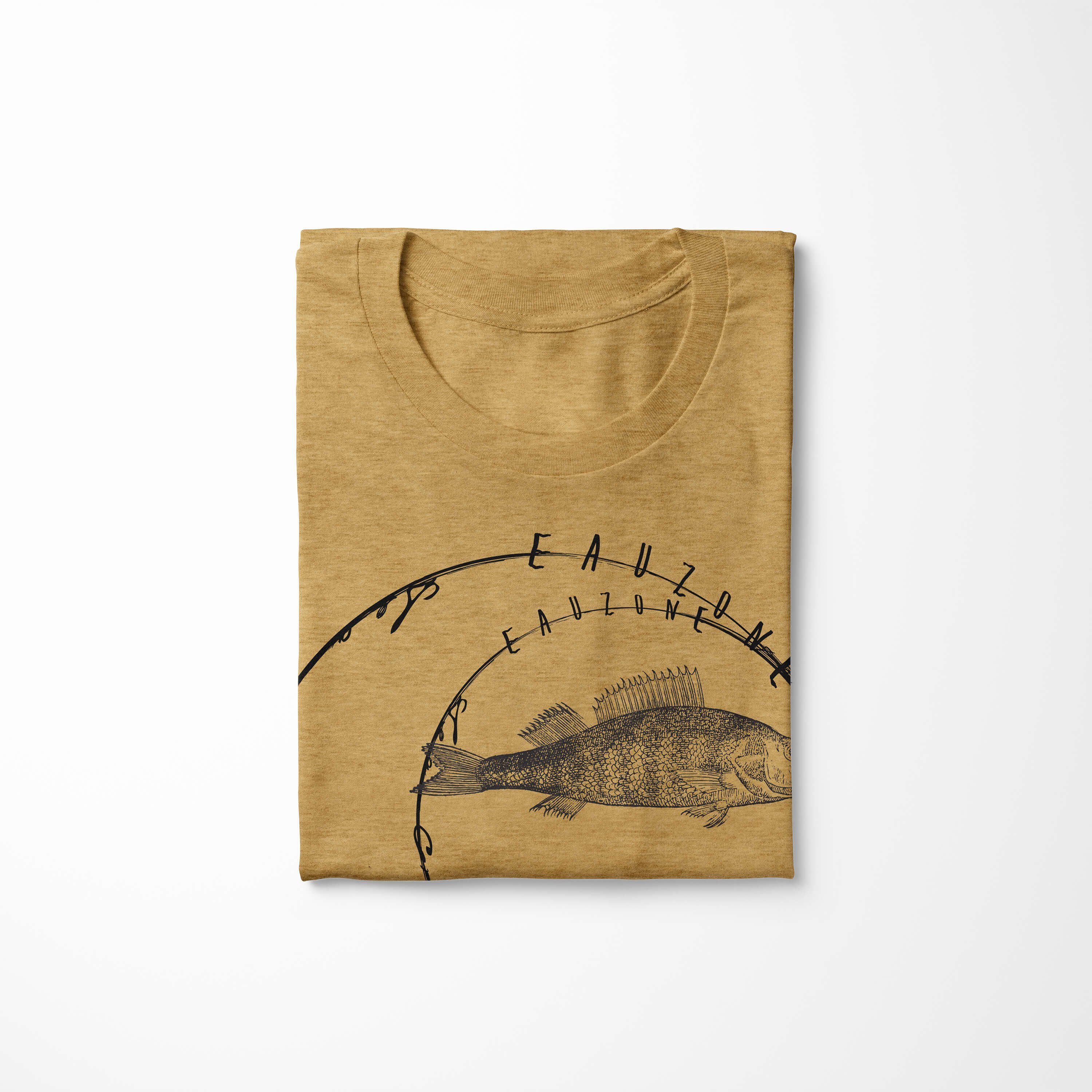 sportlicher und Serie: Sea Schnitt Antique Gold Struktur T-Shirt Creatures, Fische feine Art Sinus - T-Shirt 076 Tiefsee Sea /