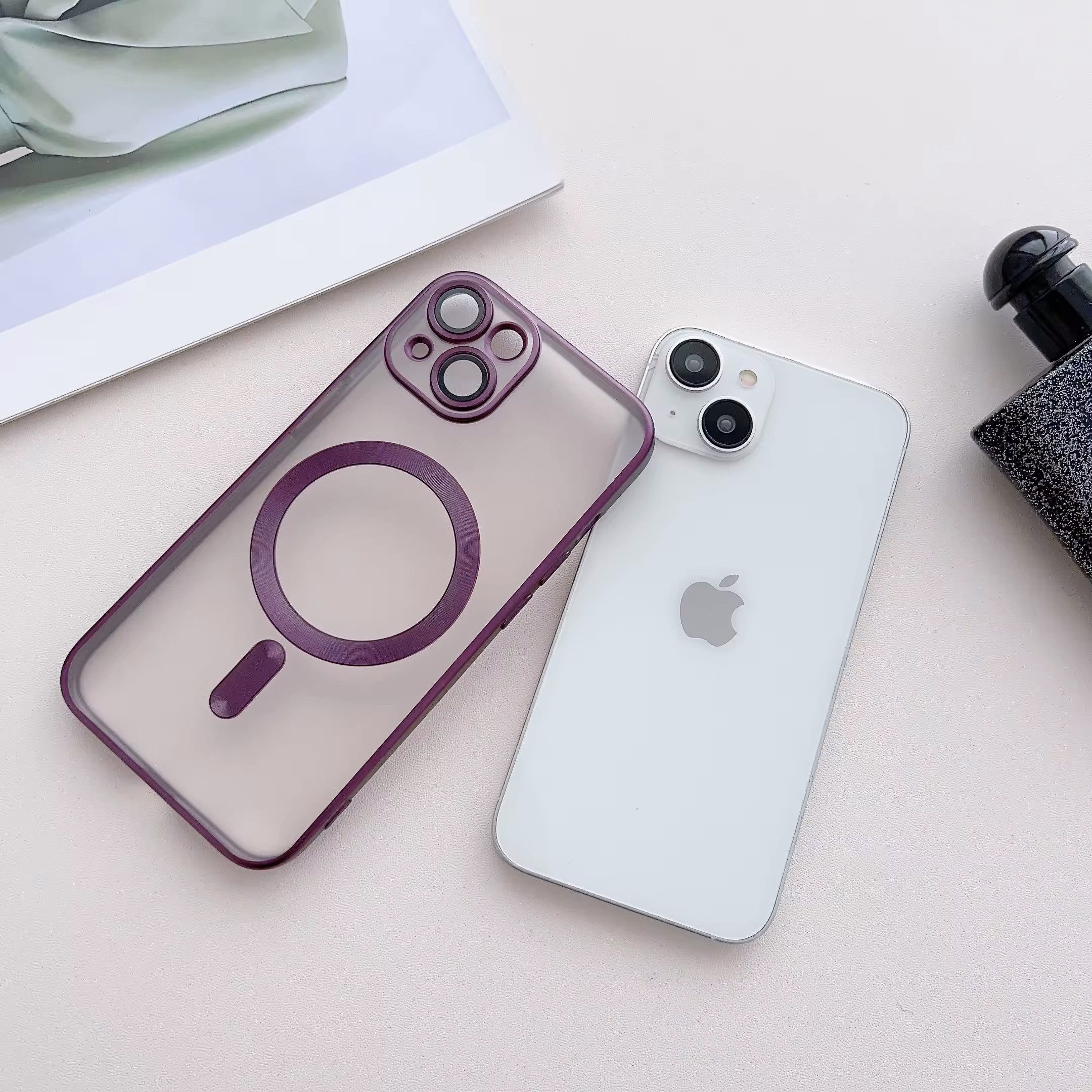 Wörleonline Handyhülle für Apple iPhone 13 mit integriertem Kameraschutz, TPU Schutzhülle, MagSafe kompatible Hülle