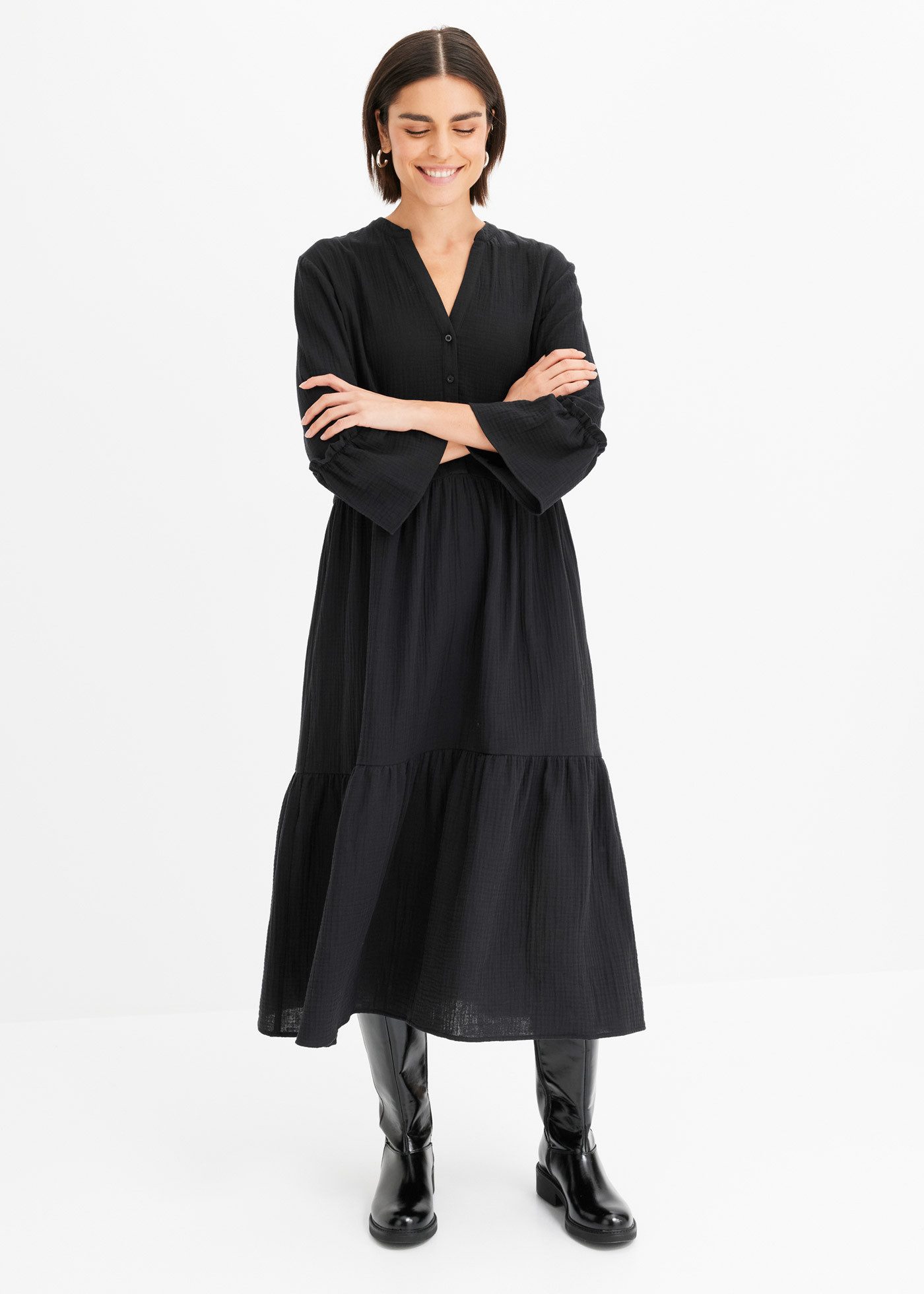 bonprix Maxikleid für Frühjahr und Sommer, aus reiner Baumwolle, Oversize-Fit