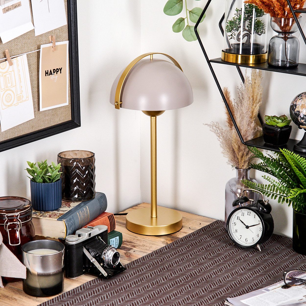 hofstein Tischleuchte Tischlampe aus Metall in Goldfarben/Taupe mit Schalte günstig online kaufen