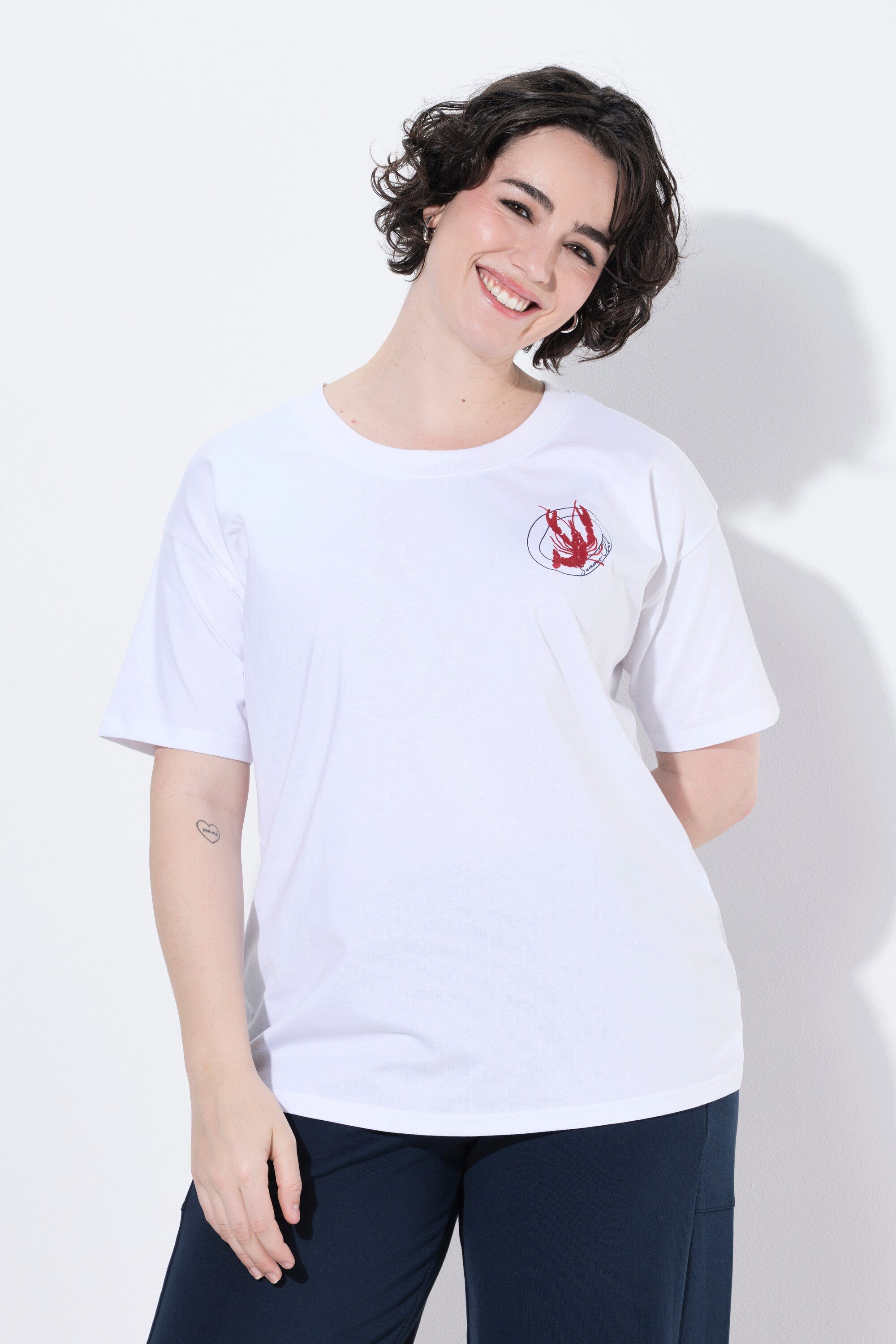 Ulla Popken T-Shirt T-Shirt Hummer Oversized Rundhals Halbarm