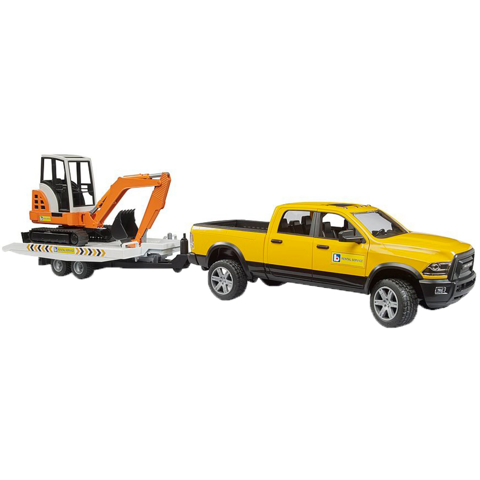 Bruder® Spielzeug-Baumaschine bruder RAM Rental Service mit Minibagger, Modellfahrzeug