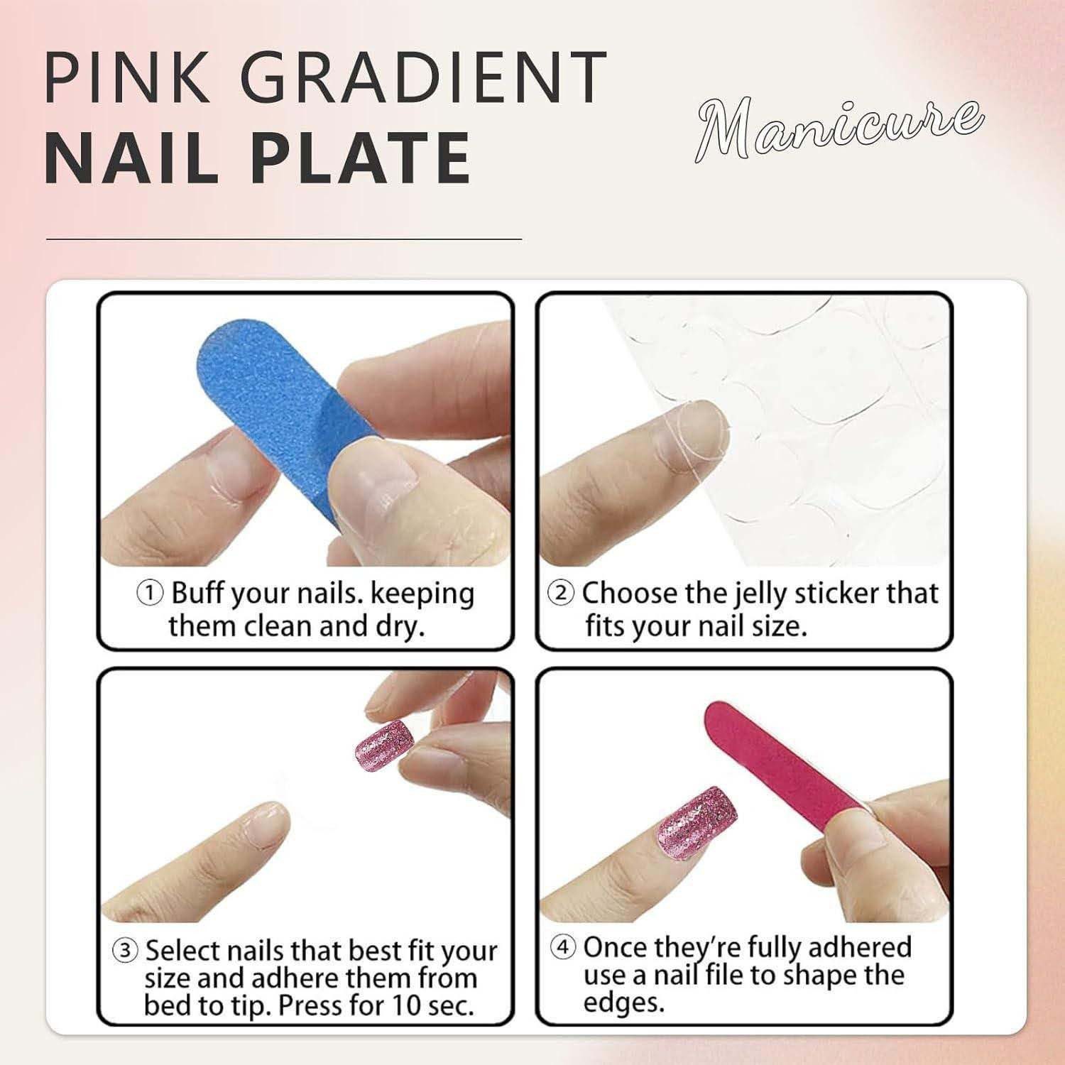 trends for living Kunstfingernägel Press on Nägel Set 24-teilig mit Jelly Kleber und Nagelfeile, 24-tlg.