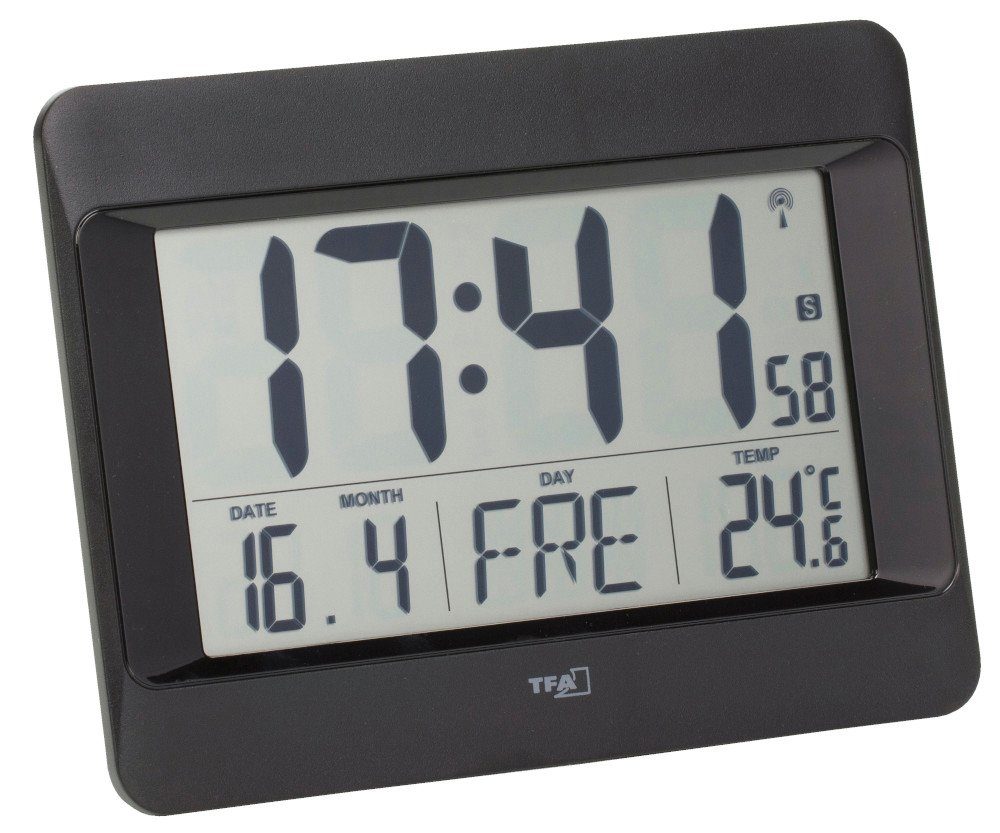 TFA Dostmann Funkwanduhr TFA 60.4519.01 digitale Wanduhr mit Datum Wochenta günstig online kaufen