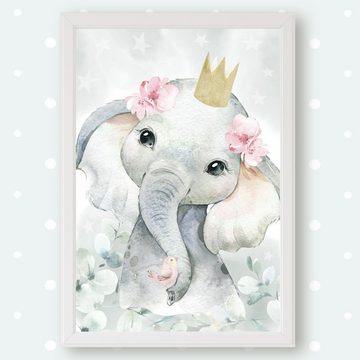 homestyle-accessoires Poster Bilderset SWEET ELEFANTS ELEFANTEN KINDERBILDER DIN A3/A4 Prints, (5 St), Ohne Bilderrahmen