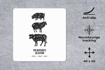 MuchoWow Gaming Mauspad Fleisch - Tiere - Kuh - Küche (1-St), Mousepad mit Rutschfester Unterseite, Gaming, 40x40 cm, XXL, Großes