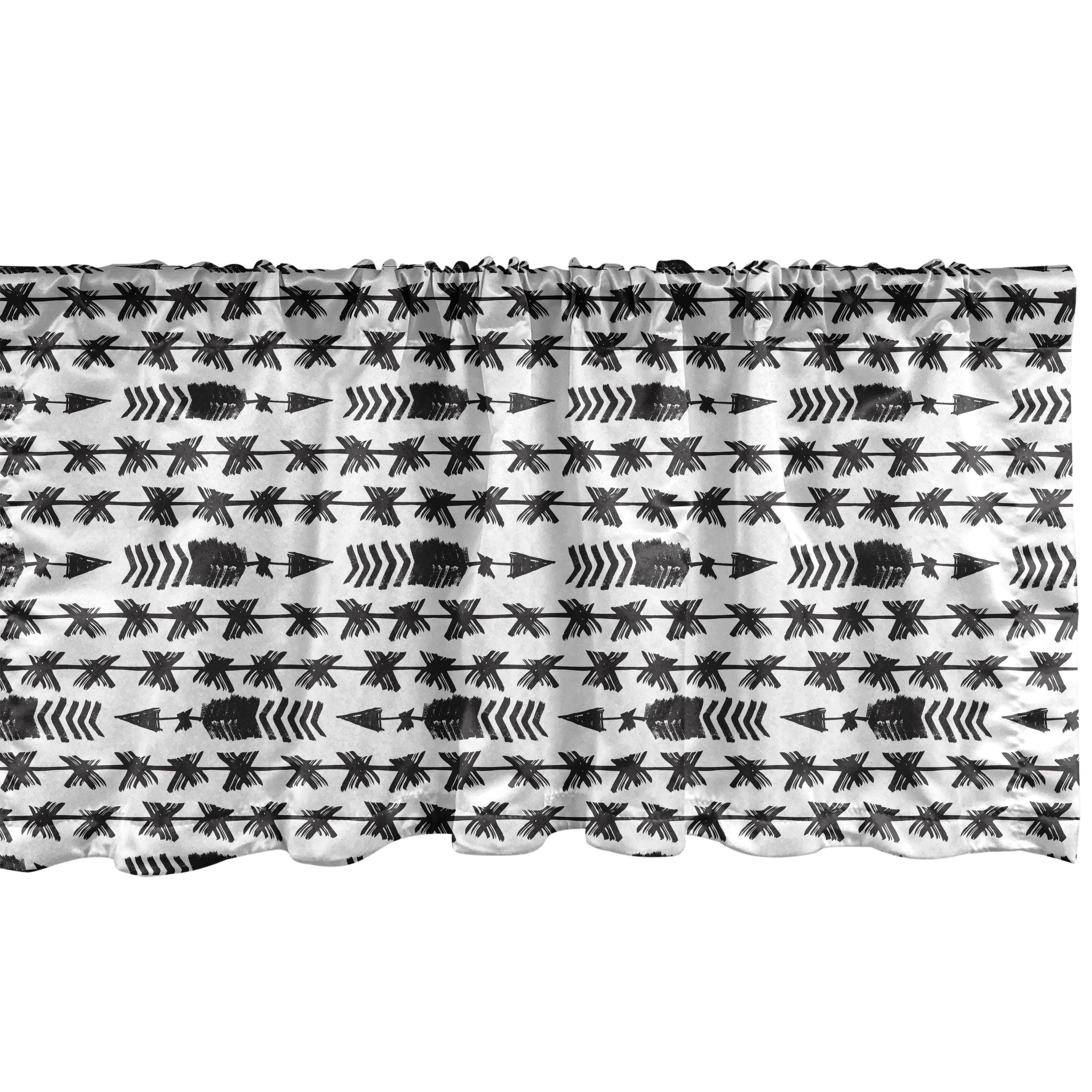 Scheibengardine Vorhang Volant für Küche Schlafzimmer Dekor mit Stangentasche, Abakuhaus, Microfaser, Abstrakt Chevron Motive Drahtzäune
