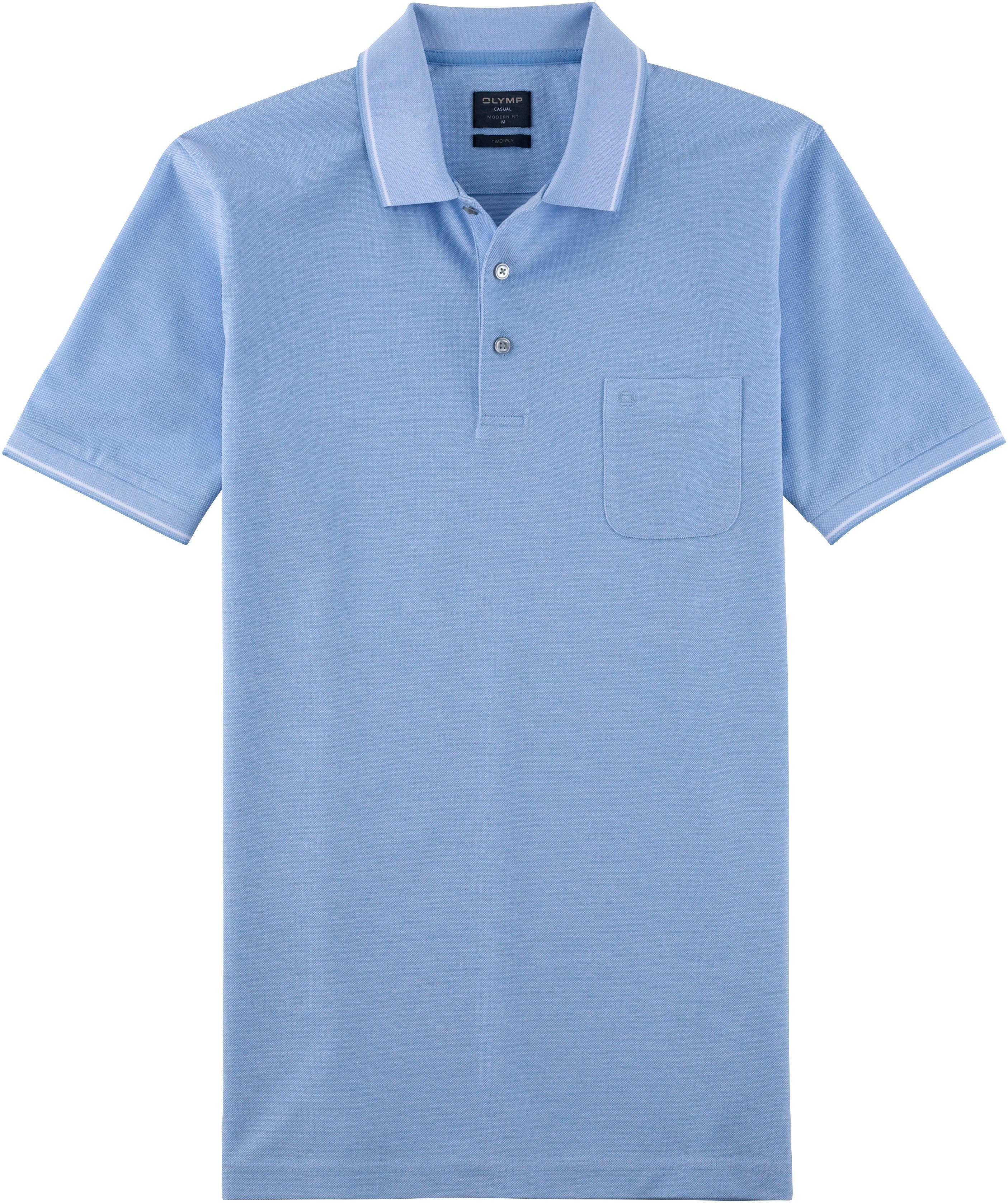OLYMP Poloshirt Luxor modern fit in hochwertiger Piqué-Qualität hellblau