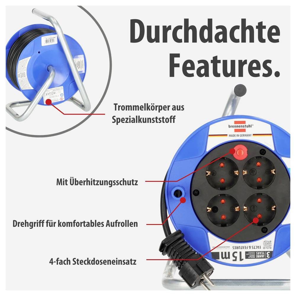 Brennenstuhl Garant Kompakt Kabeltrommel 15m 1079180004 Kabeltrommel