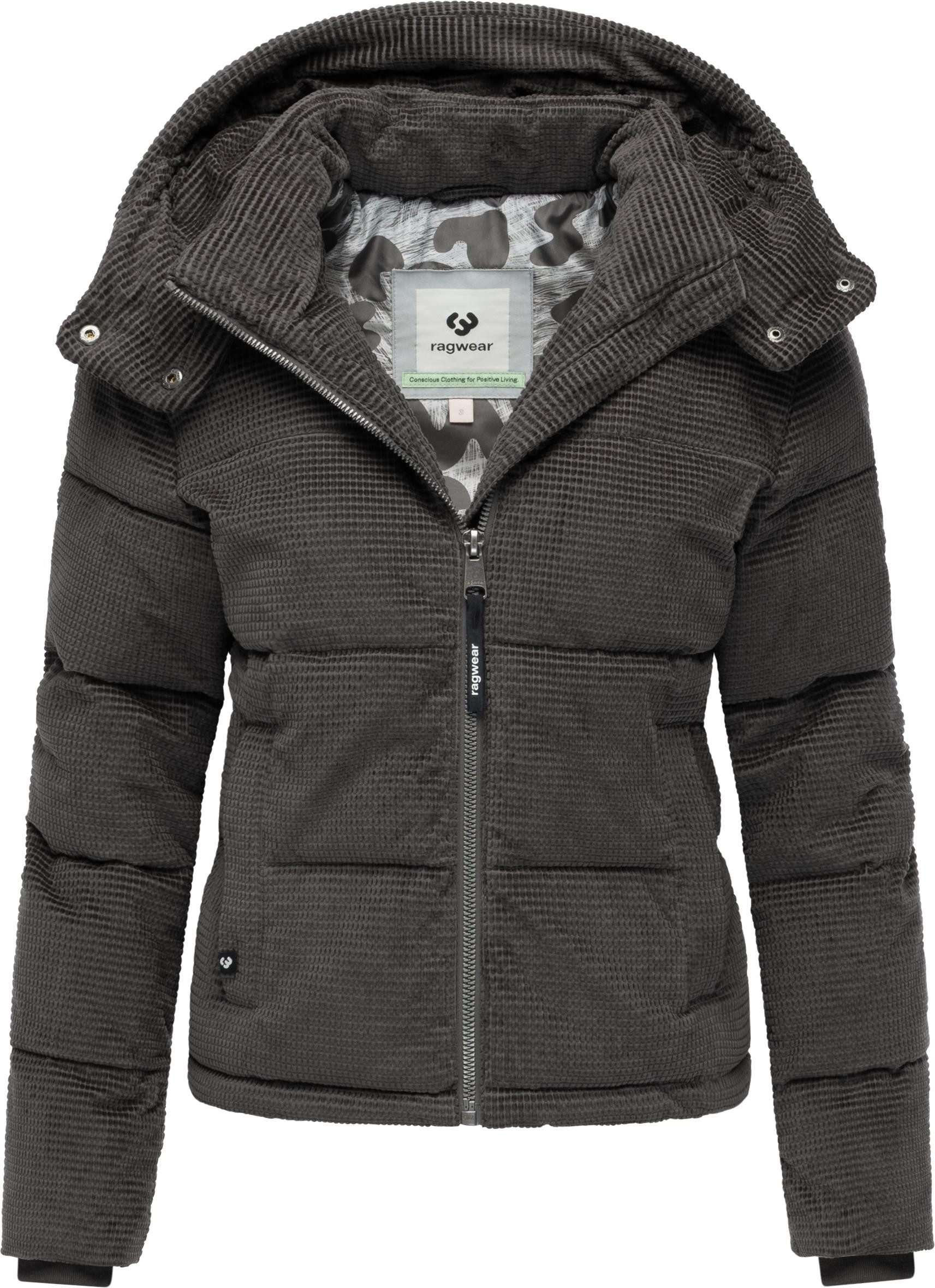 Ragwear Steppjacke Roobie Cordy Wasserdichte Winterjacke aus Kord mit abnehmbarer Kapuze