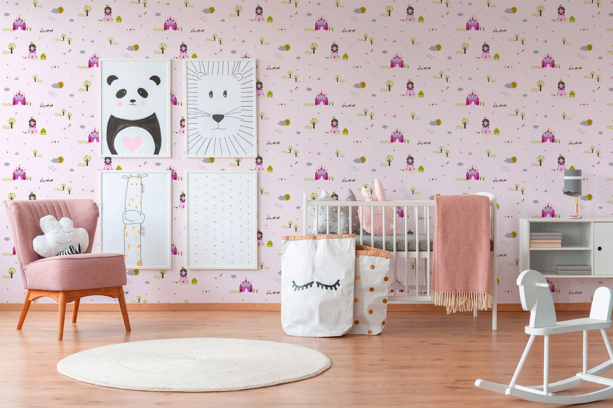 Bunt walls bunt/rosa Little glatt, Vliestapete living Kinderzimmer Stars, Tapete