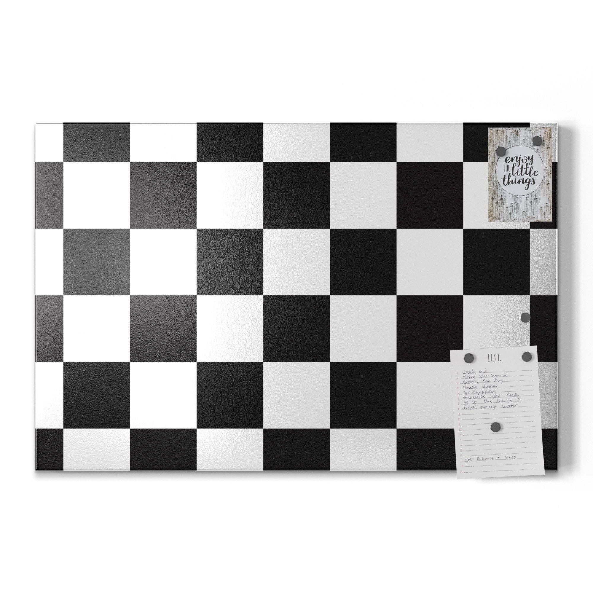 DEQORI Magnettafel 'Schachbrett Illusion', Metall Whiteboard für alle Magnete, Magnetboard magnetisch