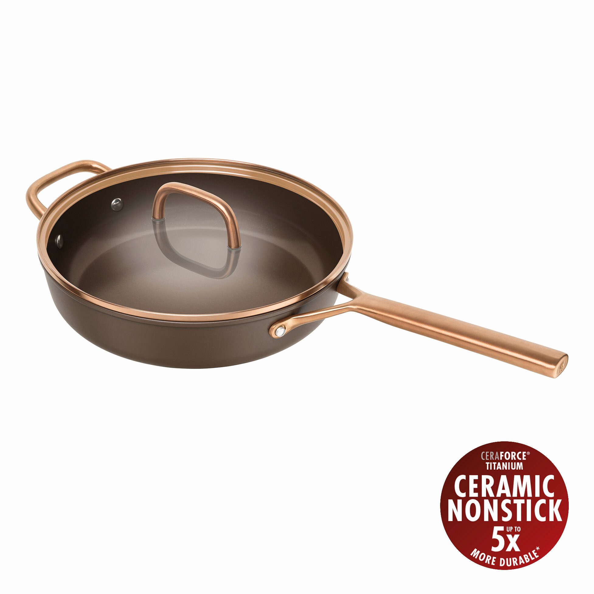 Zwilling Schmorpfanne Milano, Pfanne mit Glasdeckel, Aluminium (1-tlg), Keramik-Antihaftbeschichtung, Induktion, Made in Italy