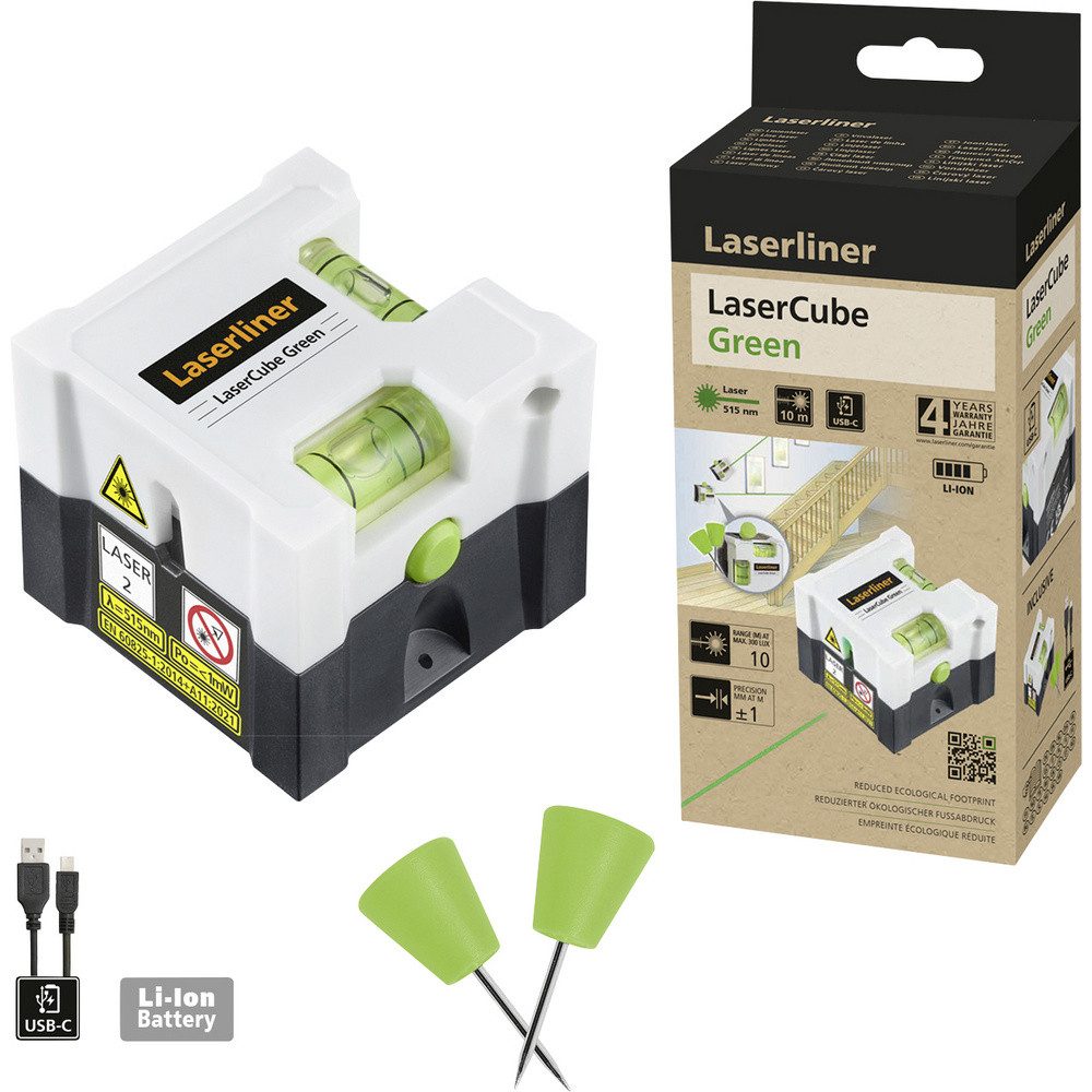 LASERLINER Nivelliergerät Laserliner LaserCube green Linienlaser Reichweite (max): 10 m, (LaserCube green)