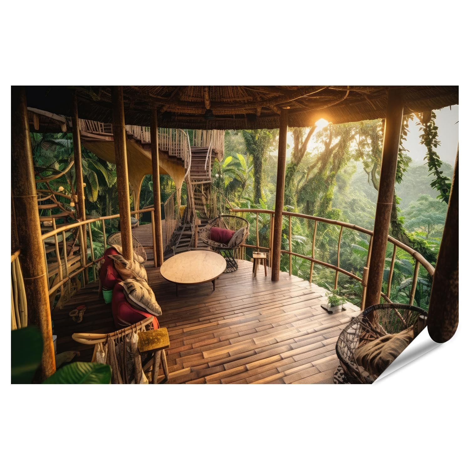 islandburner Poster Balkon Tropisches Baumhaus Dschungel KI Fotodruck JCSM-PGR