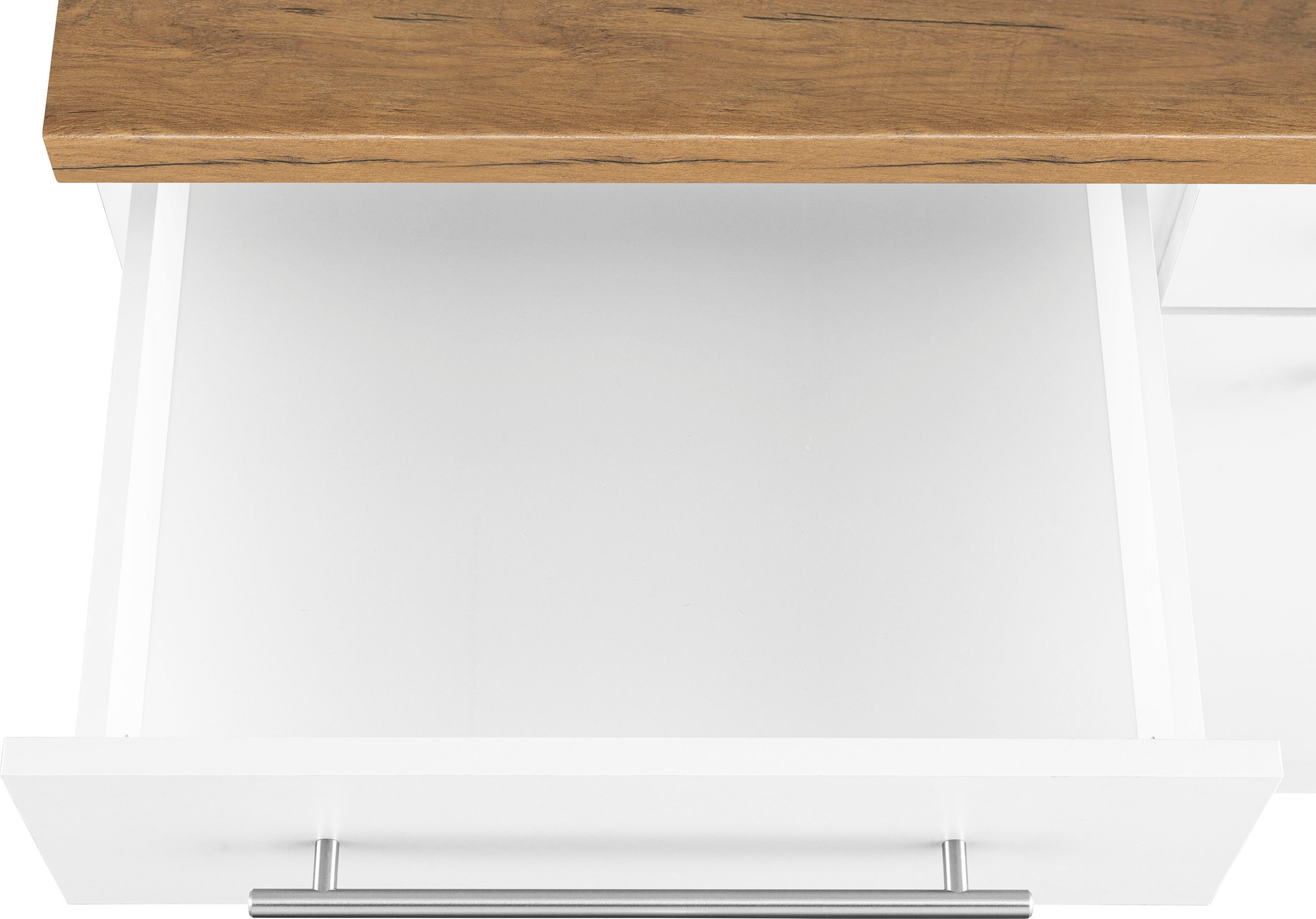 wiho Küchen Unterschrank Unna 100 | cm Weiß weiß/kastelleichefarben breit