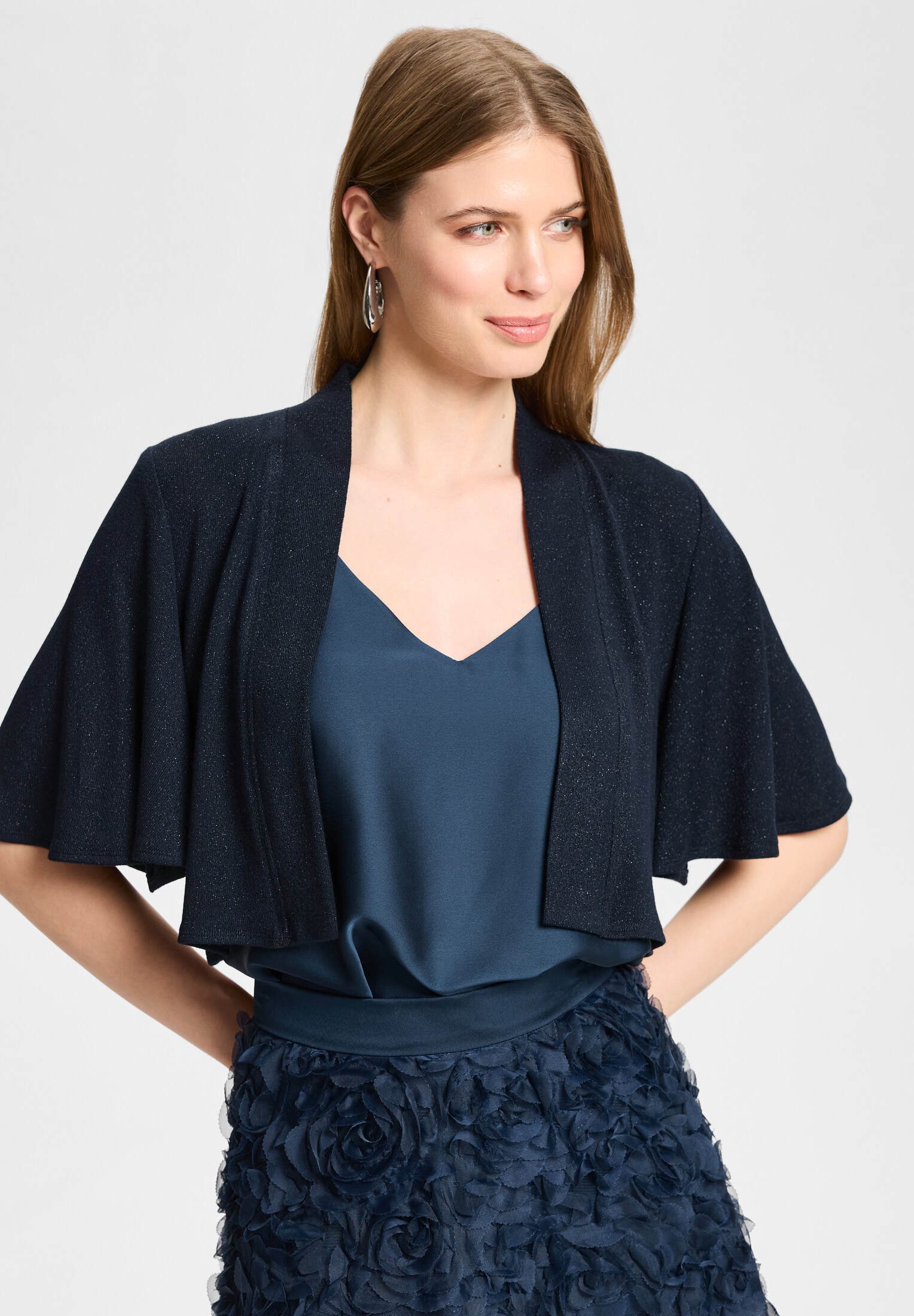 SWING Boleroblazer - Jersey Bolero mit weiten Ärmeln Taillierter Schnitt