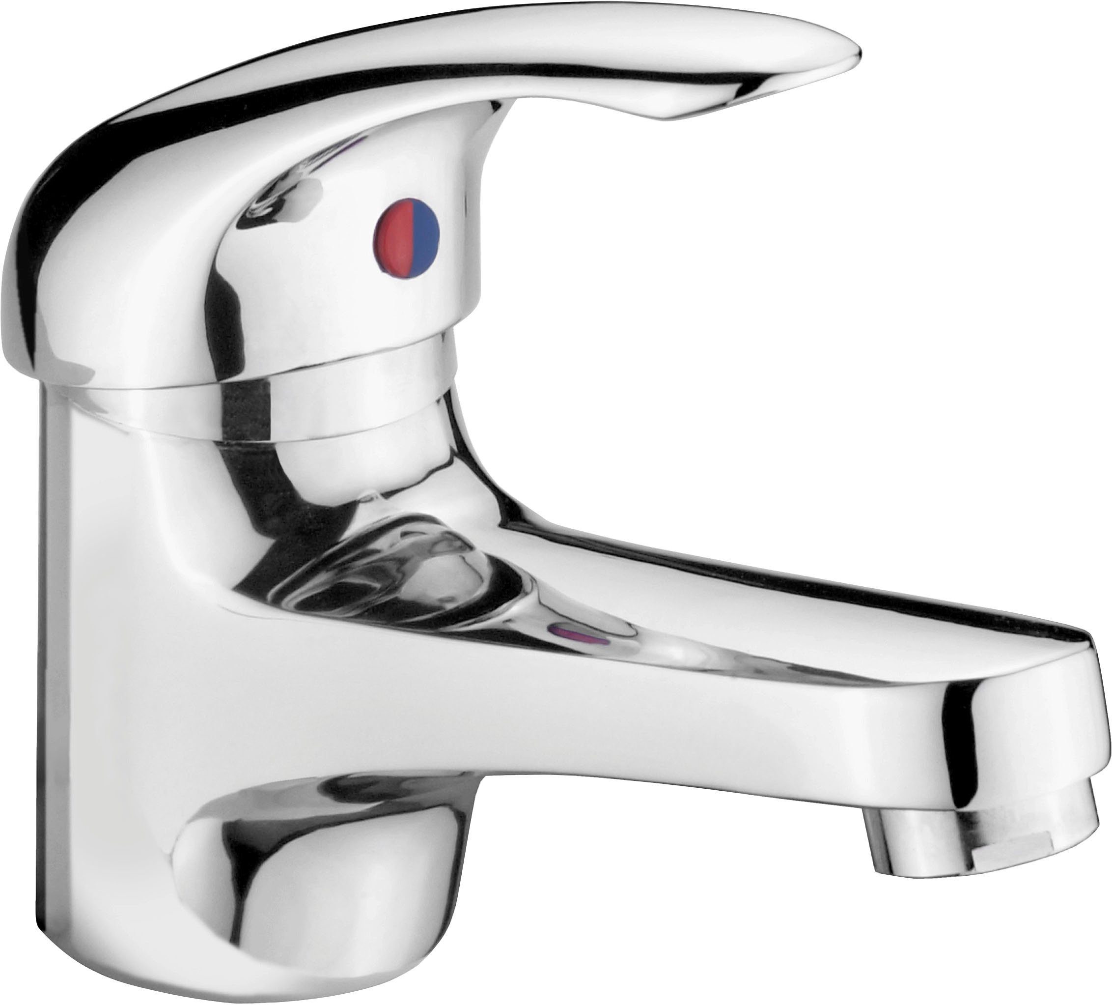 CORNAT Waschtischarmatur "Free" - Niederdruck - Verchromter Messingkörper - Normale Auslaufhöhe Mit Ablaufgarnitur / Wasserhahn Bad / Waschbecken-Armatur / Badarmatur