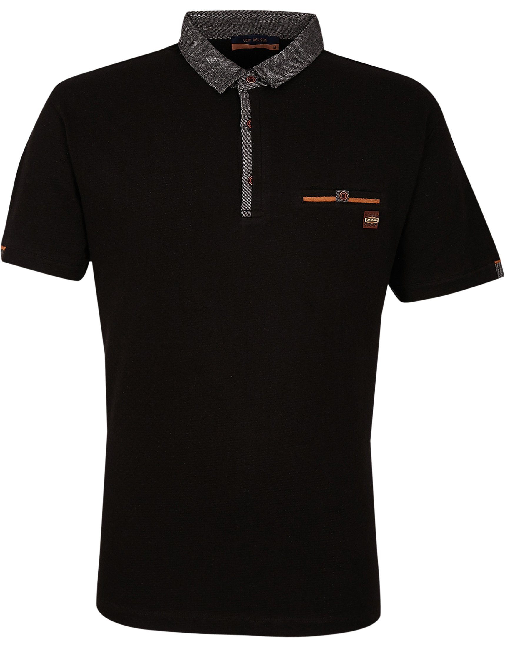 T-Shirt schwarz LN-55525 Herren Leif Polo Nelson Poloshirt