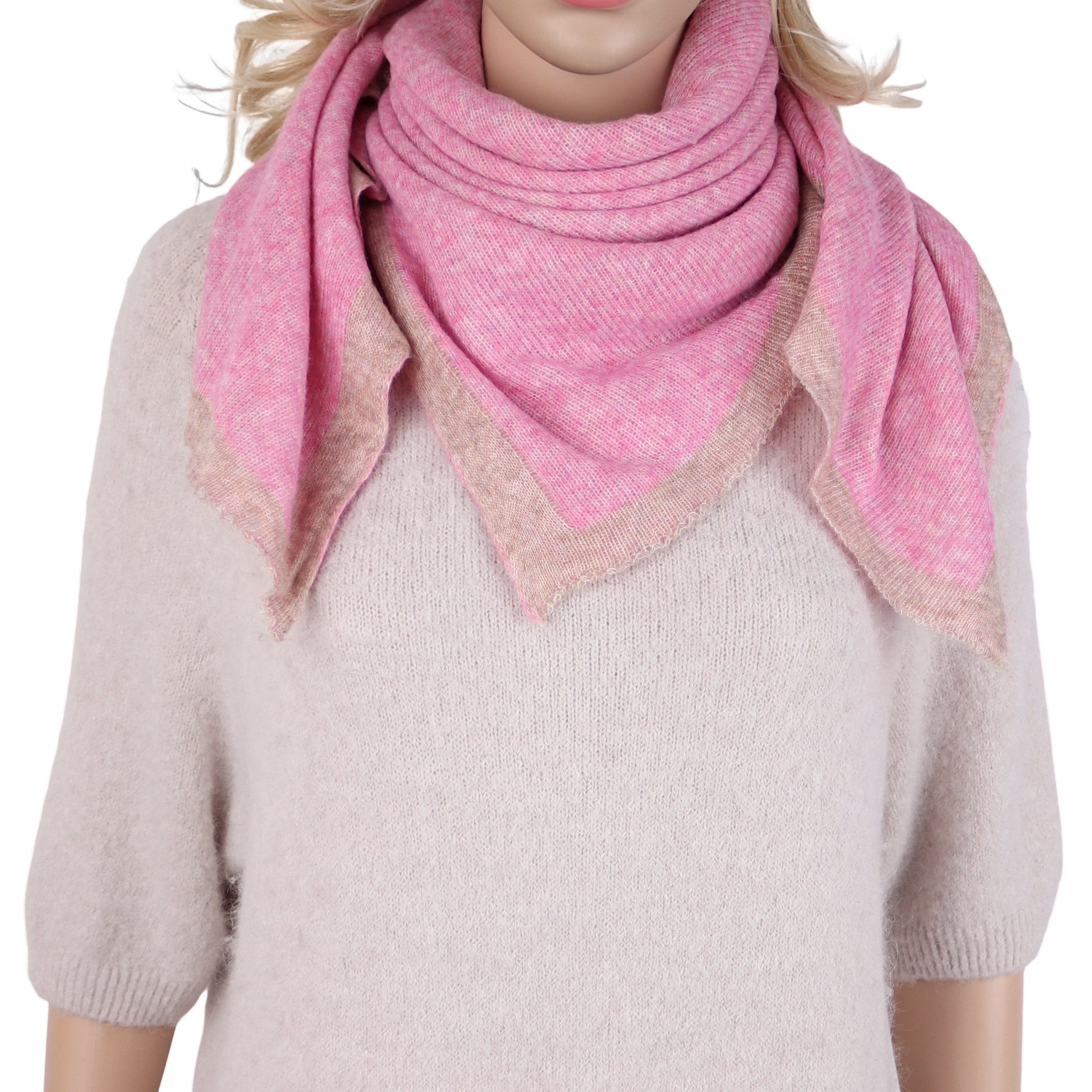 MIRROSI Halstuch Damen Winter Schal ca.90x90cm, kontrastfarbener Rand, (Neue Kollektion Herbst/Winter 2026), superweiches Dreieckstuch/Schultertuch, warmer Materialmix
