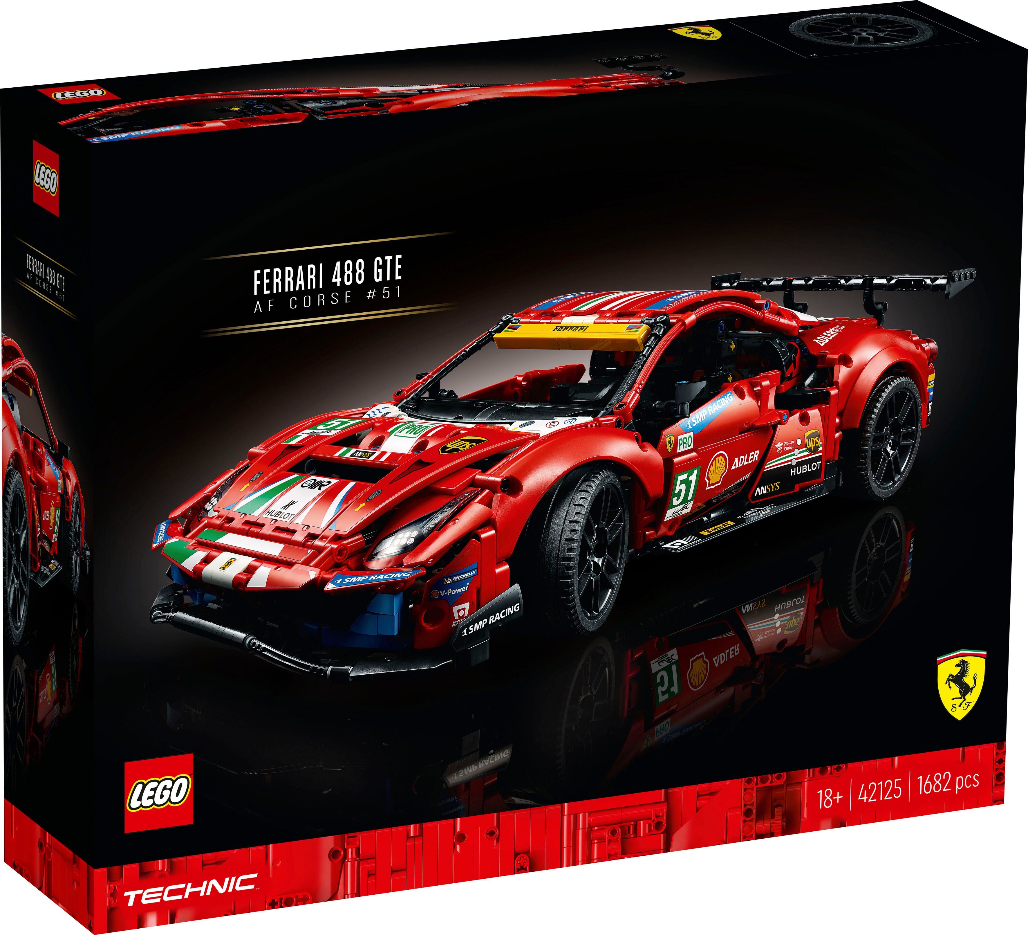 LEGO® Konstruktionsspielsteine Ferrari 488 GTE “AF Corse #51” (42125), LEGO® Technic, (1682 St), Made in Europe