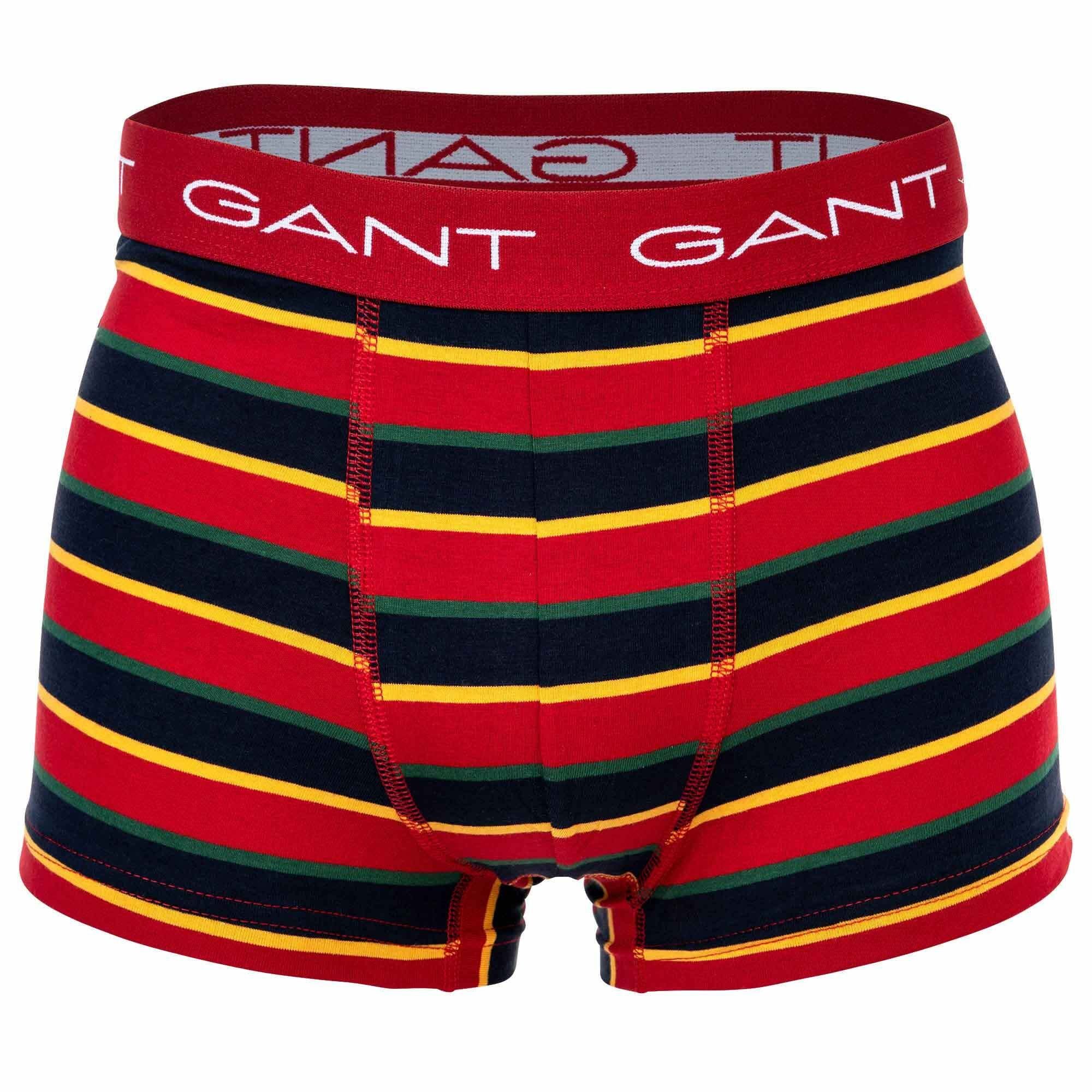 Gant Boxer Herren Boxer Shorts, 3er - Rot Stripe Pack Trunks