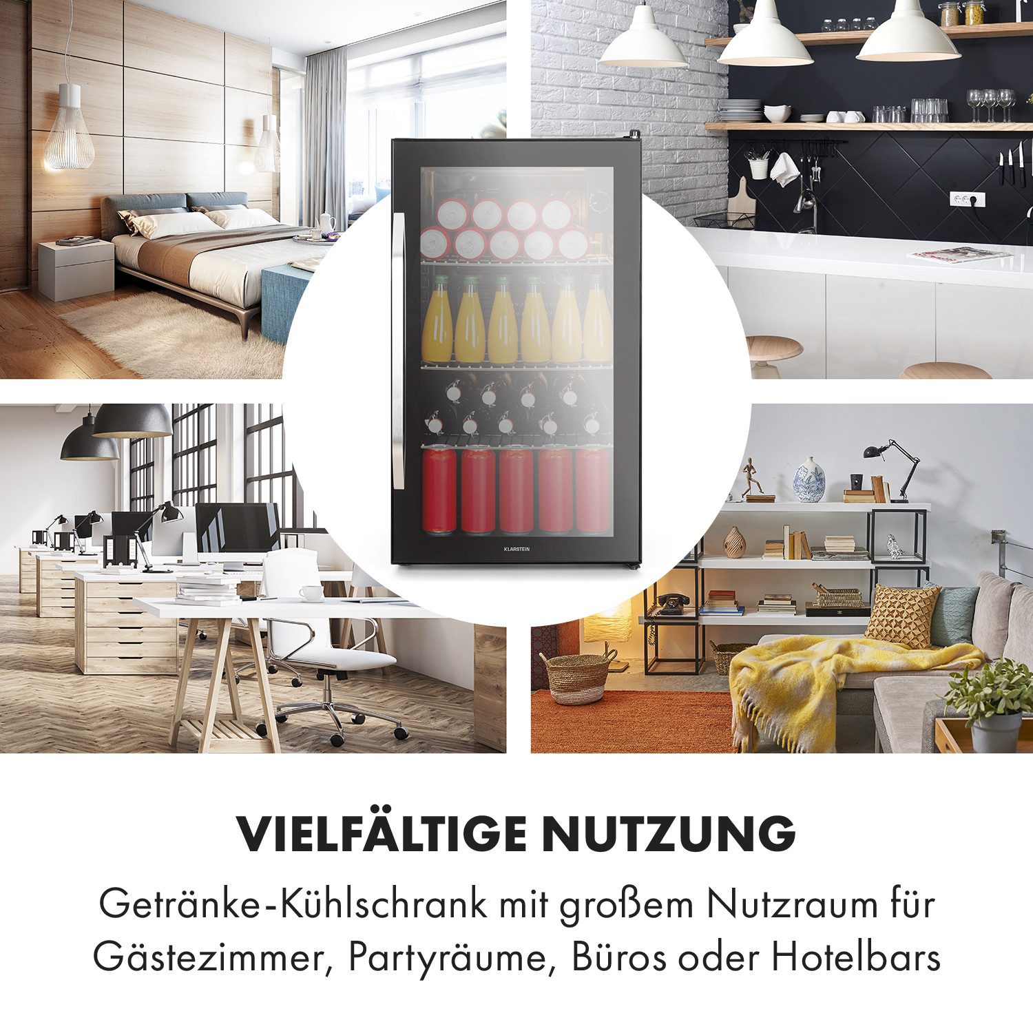 Klarstein Getränkekühlschrank Beersafe XXL Onyx Getränkekühlschrank 80 L Glastür schwarz 10034848, 84.5 cm hoch, 47.4 cm breit, Bier Hausbar Getränkekühlschrank Flaschenkühlschrank Glastür