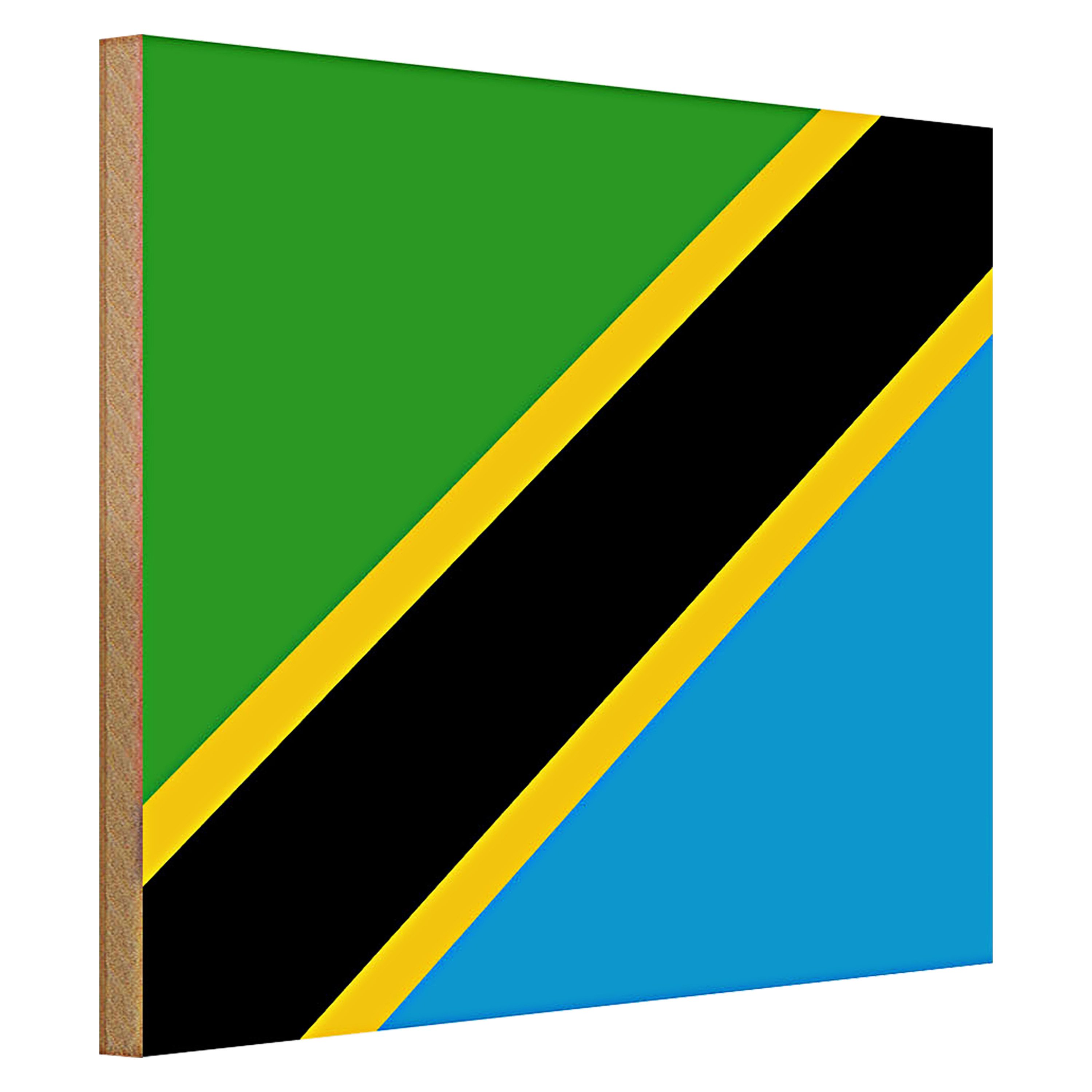 Roomando Holzbild Flagge Tansania 40x30cm Flag of Tanzania