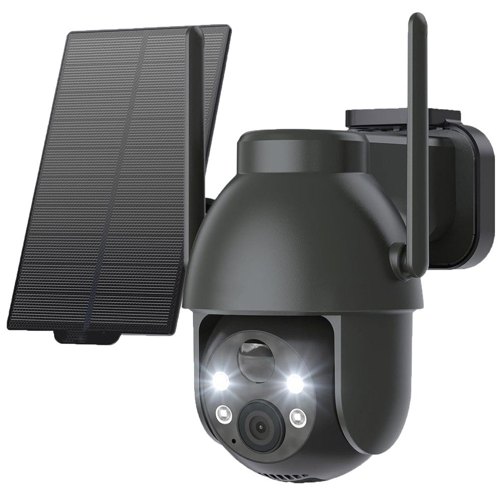 Topcony Überwachungskamera Überwachungskamera Aussen Akku 2K Kamera Überwachung Aussen Solar (Aussen, Außenbereich, Outdoor, 360° WLAN Kamera Outdoor Kabellose Aussenkamera, 1-tlg., mit Farbige Nachtsicht und PIR Bewegungsmelder, 4-fachen Digitalzoom,3 Al