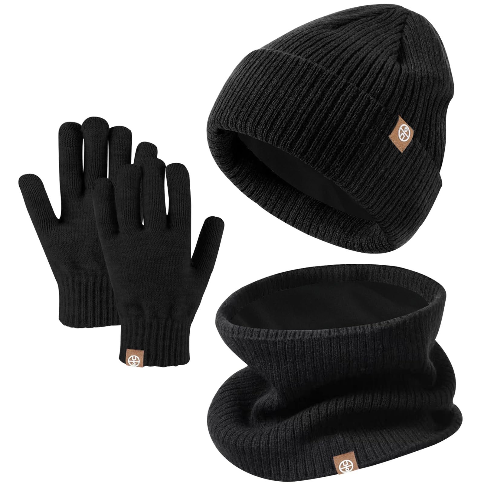 FOUORTUNATE-BEE Beanie 3-teiliges Winterset für Kinder: Mütze, Handschuhe & Schlauchschal