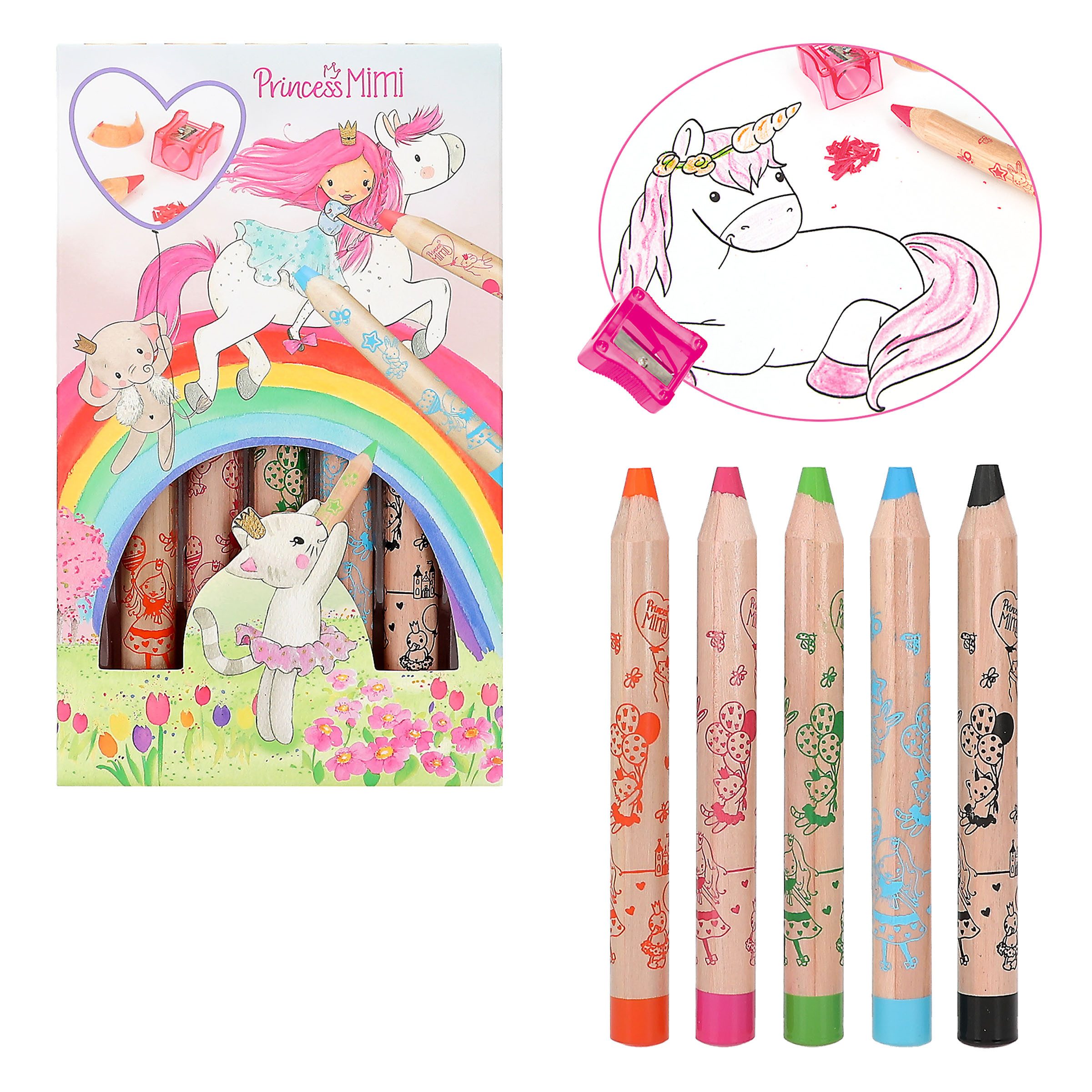 Depesche Buntstift DEPESCHE Princess Mimi Buntstifte mit Anspitzer 5 Stück