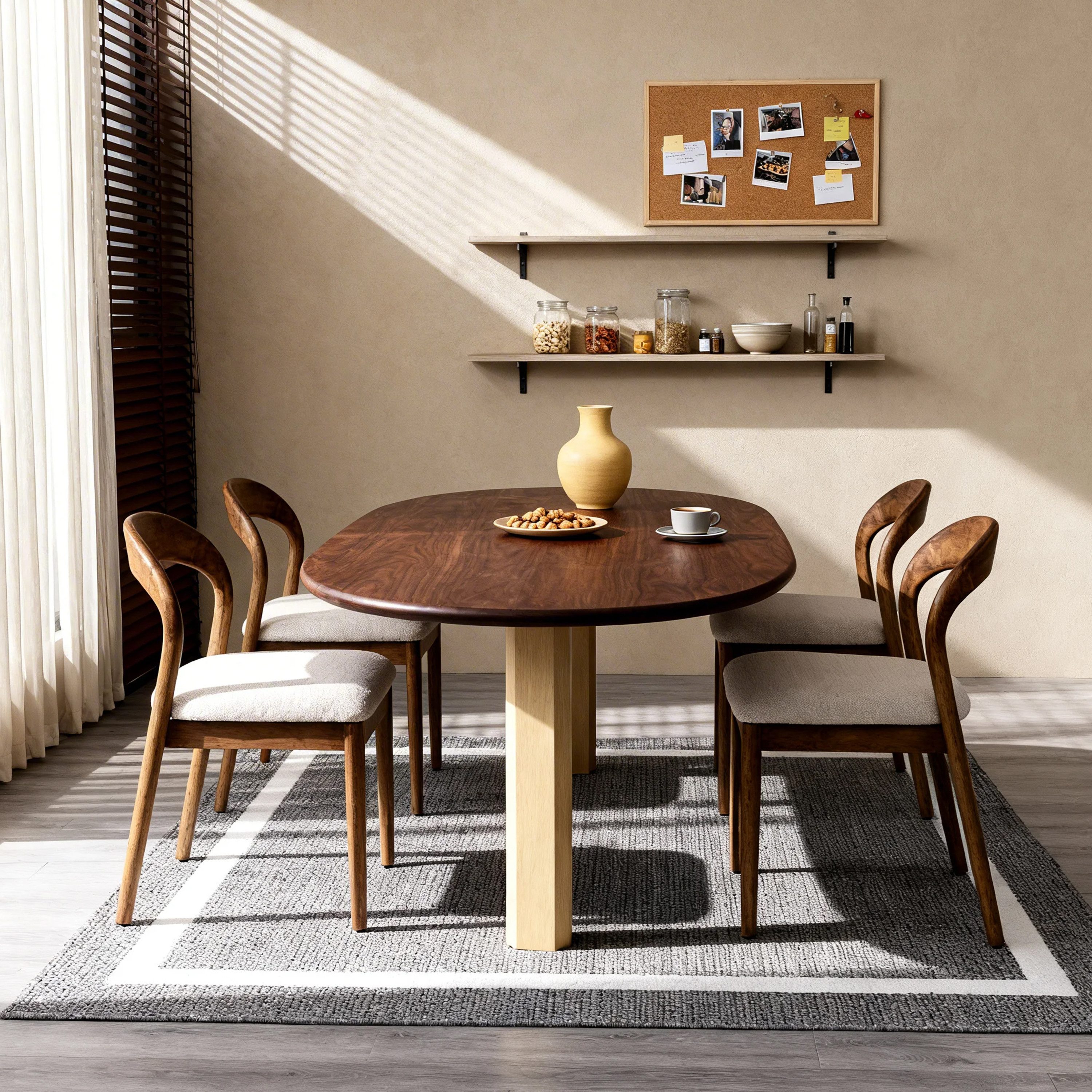 VECHOO Esszimmerstuhl Moderne Beistellstühle aus Gummibaumholz (2er-Set) (2 St), Stoffgepolsterter Sitz, platzsparende Küchenstühle, Naturrahmen