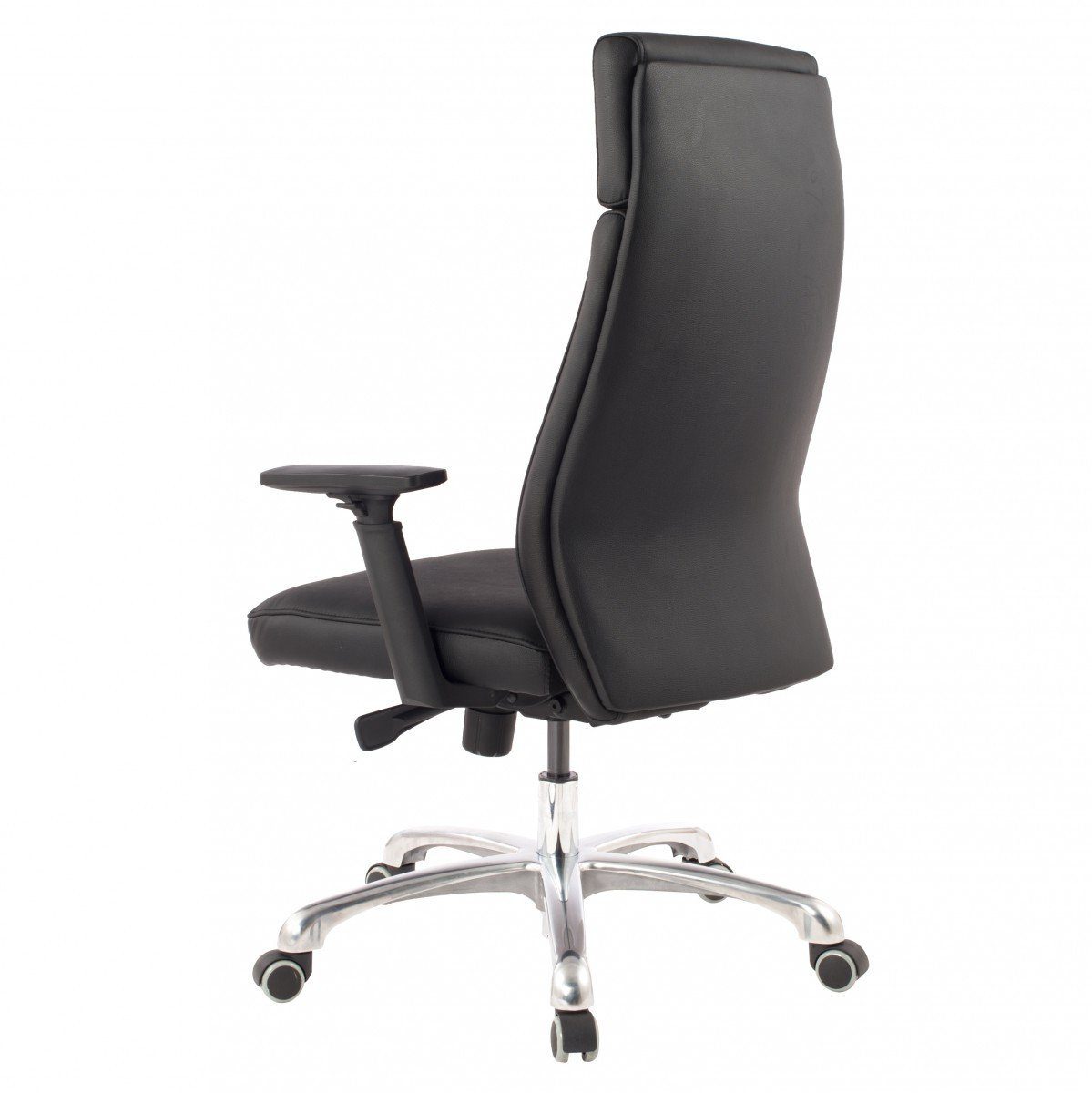 Bürostuhl ergonomisch Kopfstütze, Schwarz Design Chefsessel PORTO mit furnicato Echt-Leder