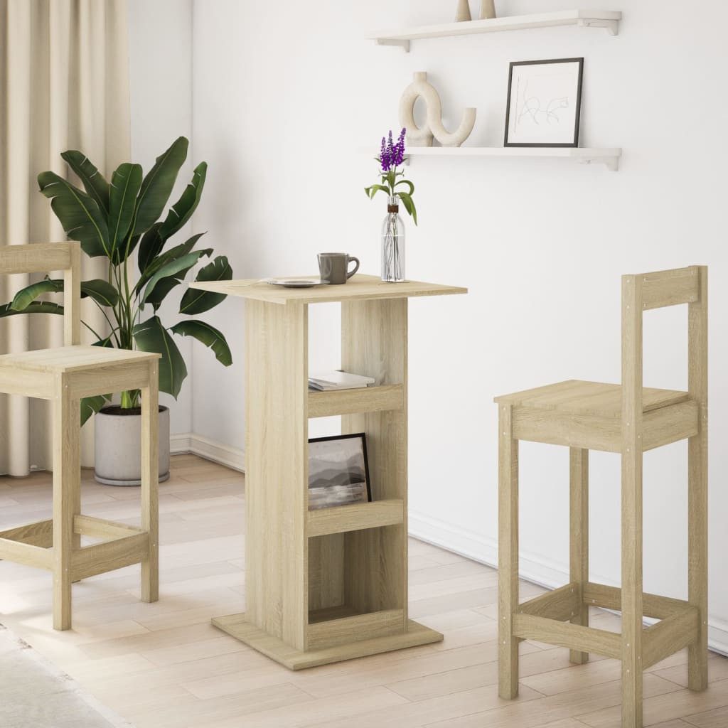 vidaXL Esstisch Bartisch mit Ablagen Sonoma-Eiche 60x60x102 cm Holzwerkstof günstig online kaufen