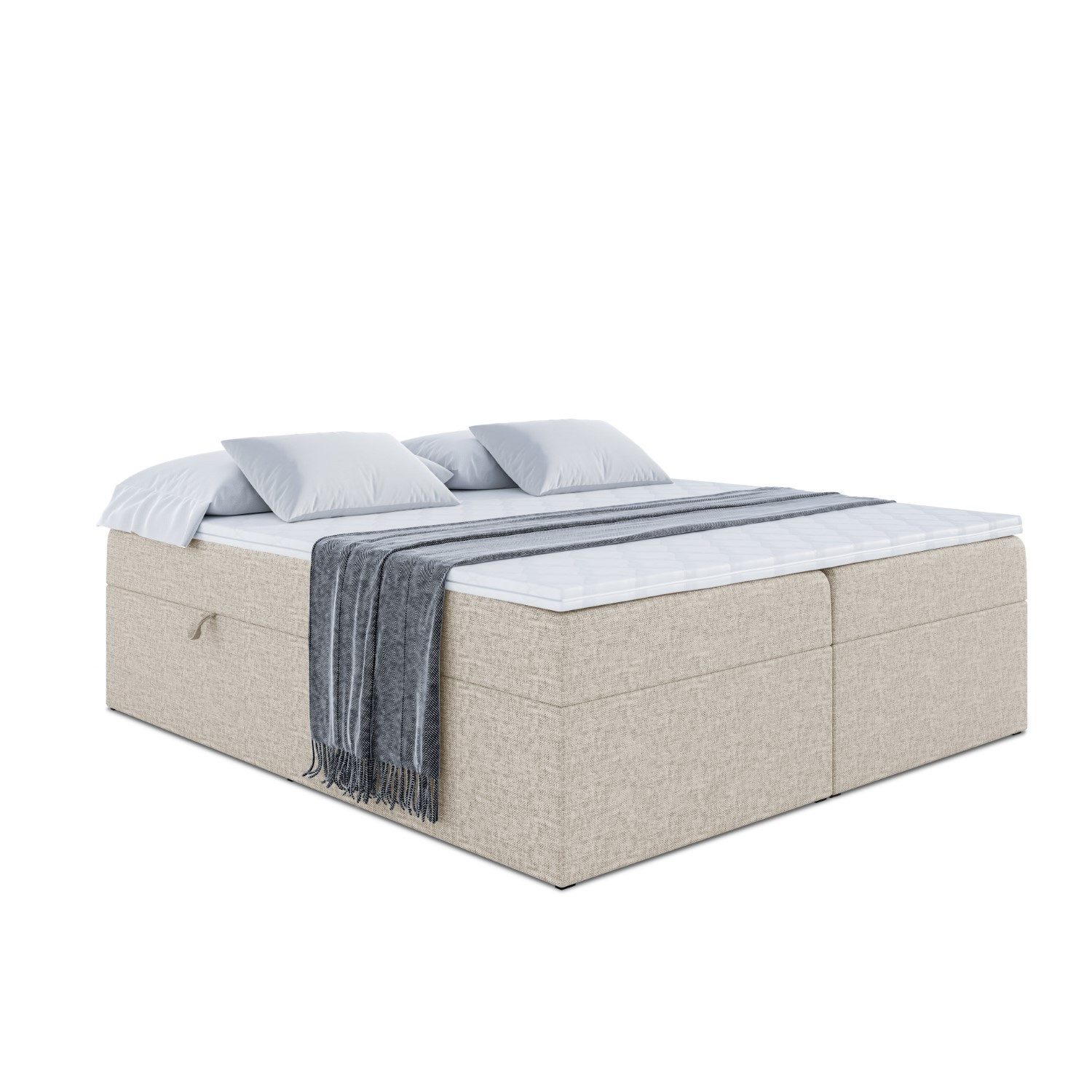 ALTDECOR Boxbett MARCE-BW (mit Matratze Lattenrost Topper Polsterbett mit Bettkasten Doppelbett), H4 Multipocket / H3 Bonellfederung, Springboxbett Boxspringbett