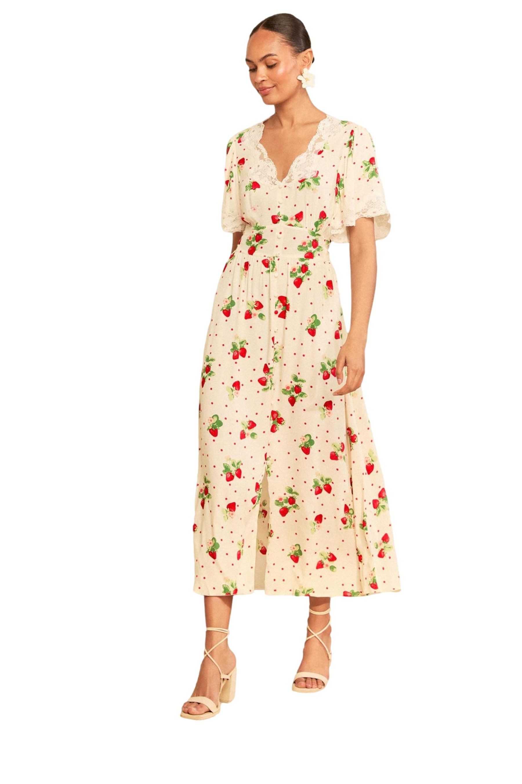 Love & Roses Maxikleid Love & Roses Midaxikleid mit Spitze, Regular (1-tlg)