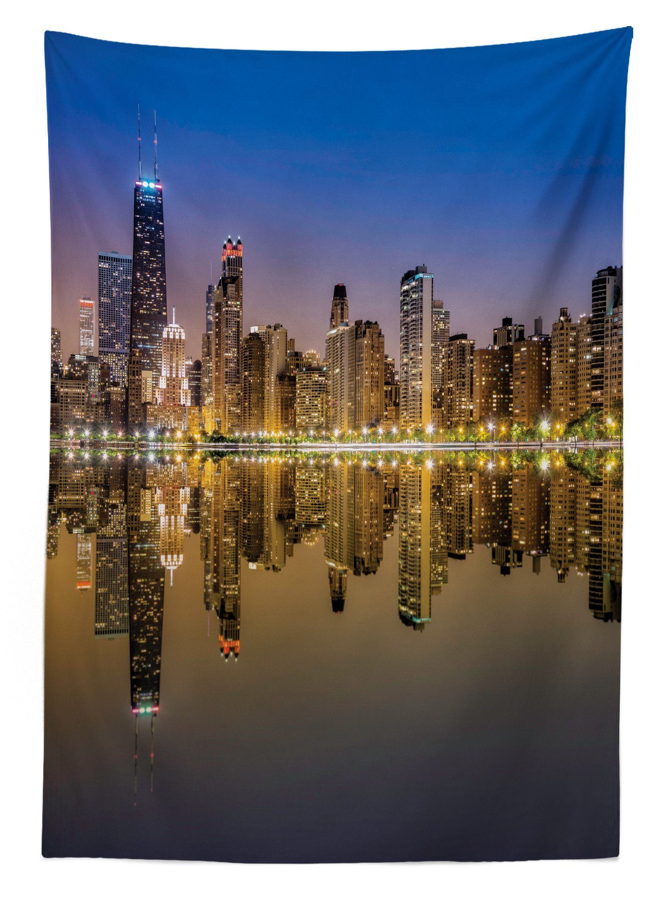 Abakuhaus Tischdecke geeignet Für Chicago Außen Klare Waschbar Blick Abendlicher Bereich den Skyline Farbfest Farben