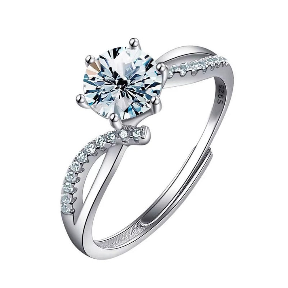 Runde Perlé Silberring eleganter verstellbarer Ring, günstig online kaufen