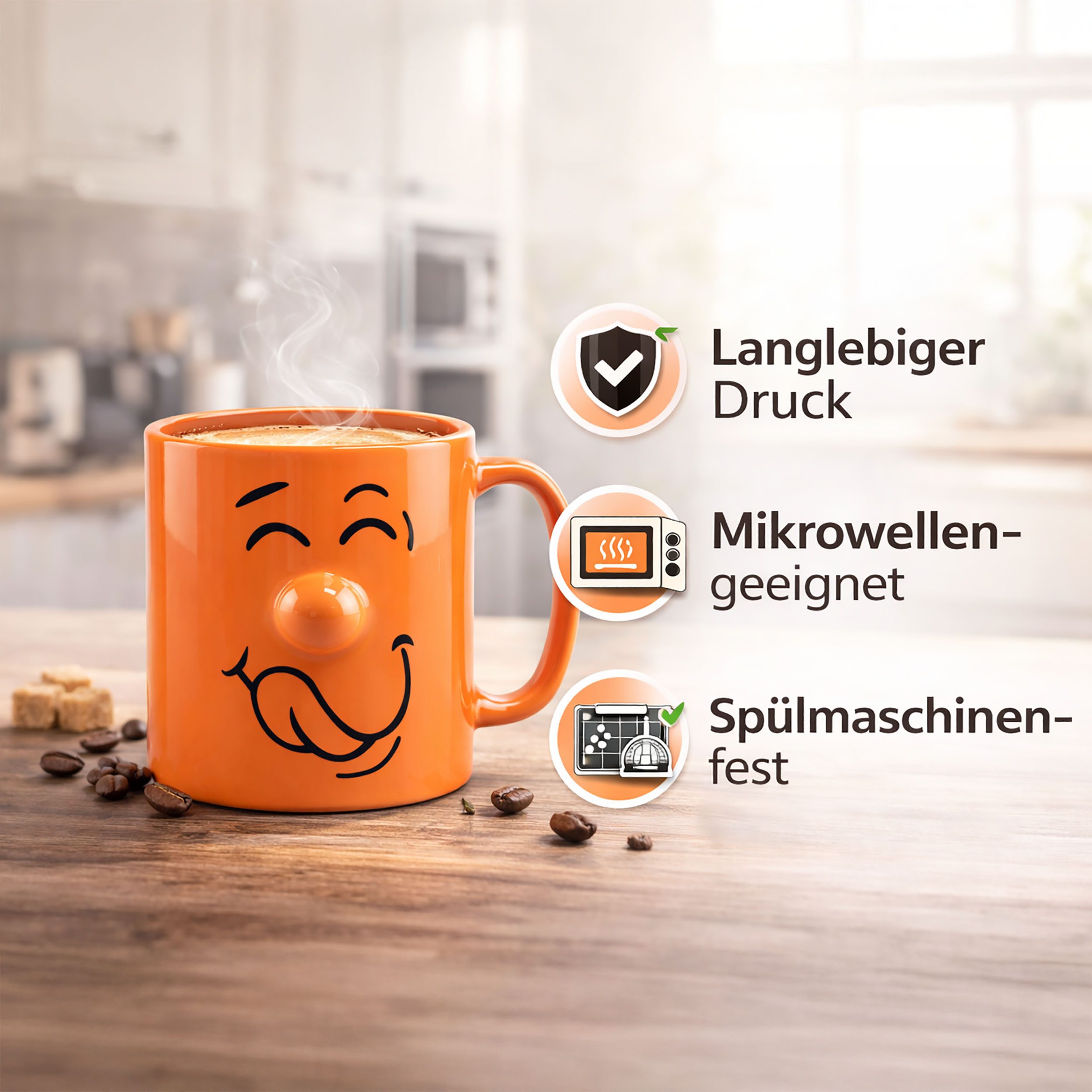 Annastore Tasse 4-tlg. Set Lustige Tassen mit Gesicht - Kaffeetassen - Kaffeebecher, Tassen für Kinder - Wizige Tassen mit Gesicht